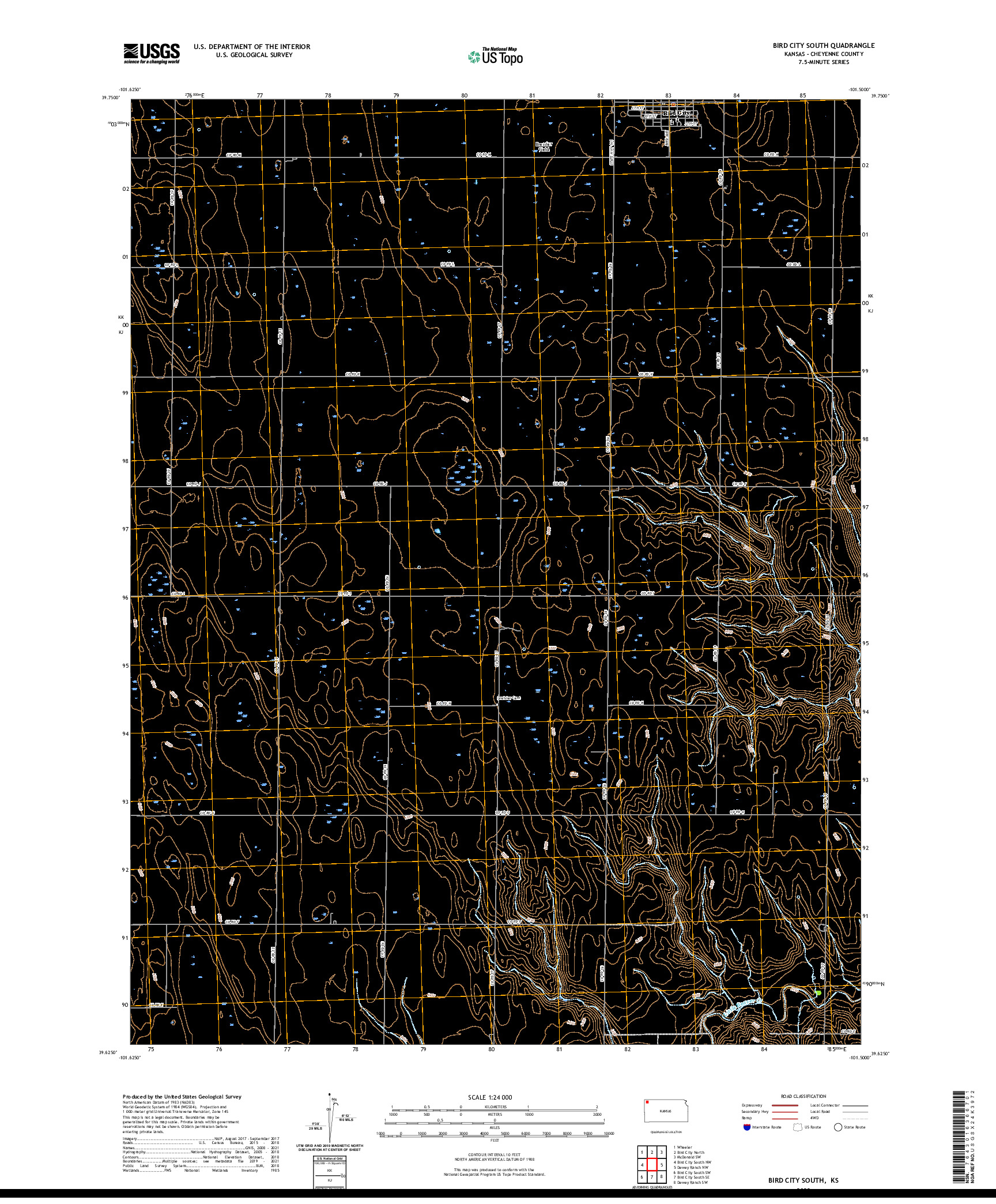 US TOPO 7.5-MINUTE MAP FOR BIRD CITY SOUTH, KS