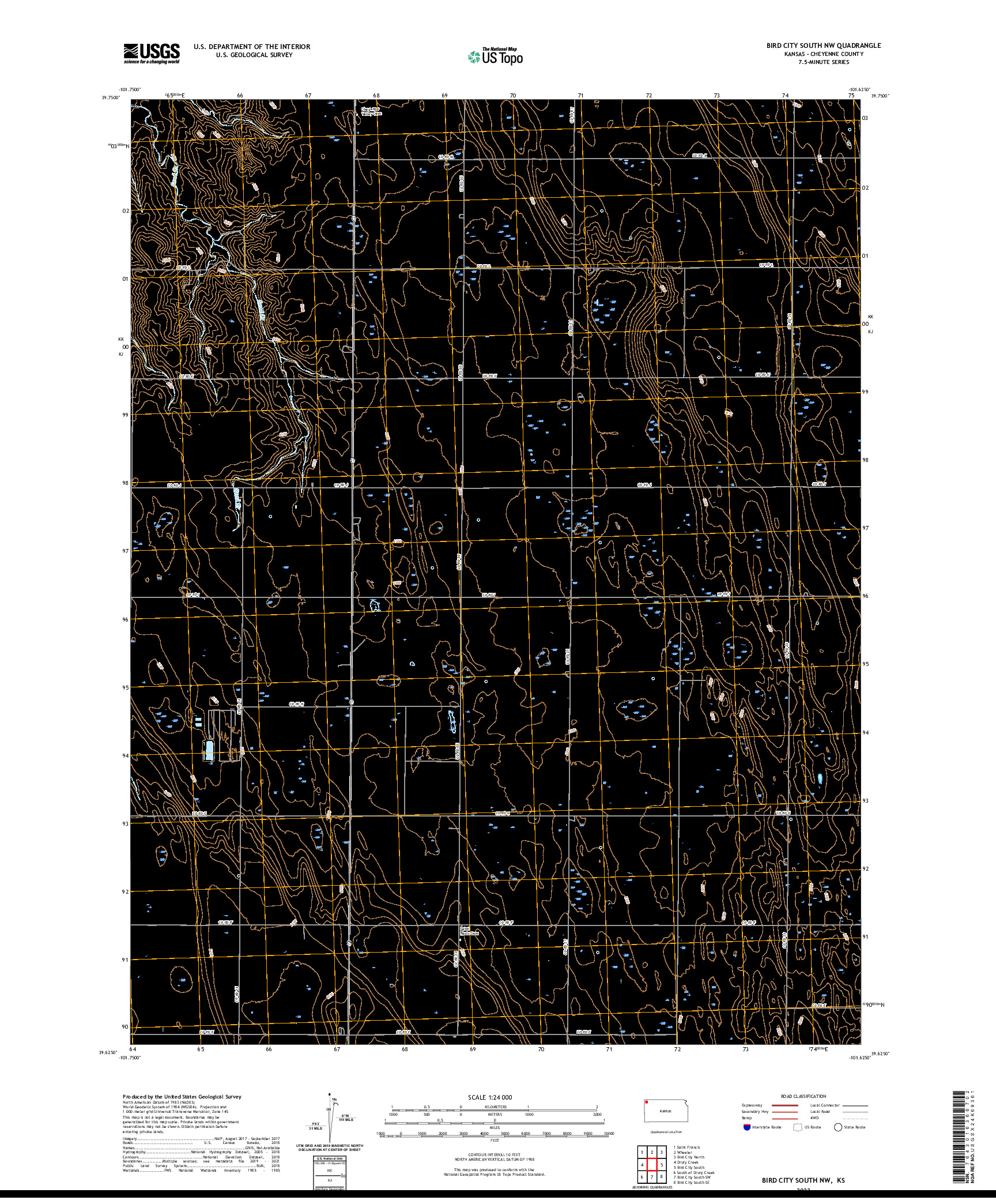 US TOPO 7.5-MINUTE MAP FOR BIRD CITY SOUTH NW, KS