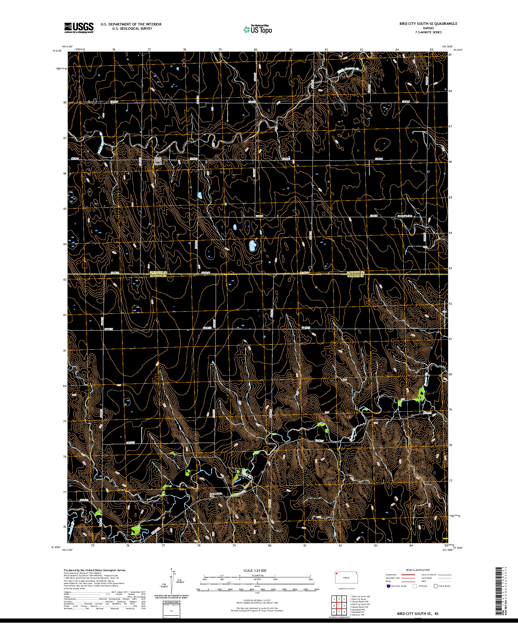 US TOPO 7.5-MINUTE MAP FOR BIRD CITY SOUTH SE, KS