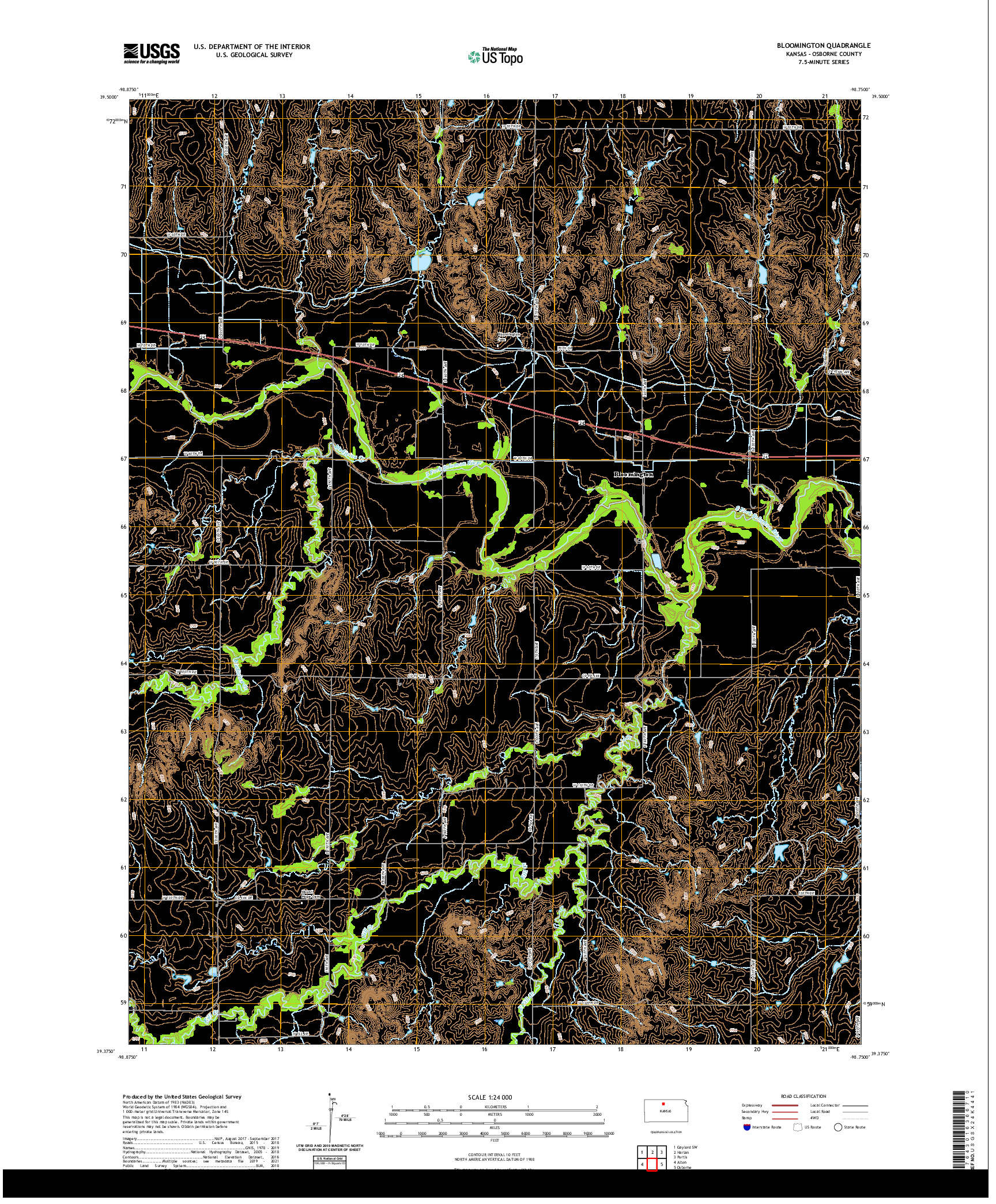 US TOPO 7.5-MINUTE MAP FOR BLOOMINGTON, KS