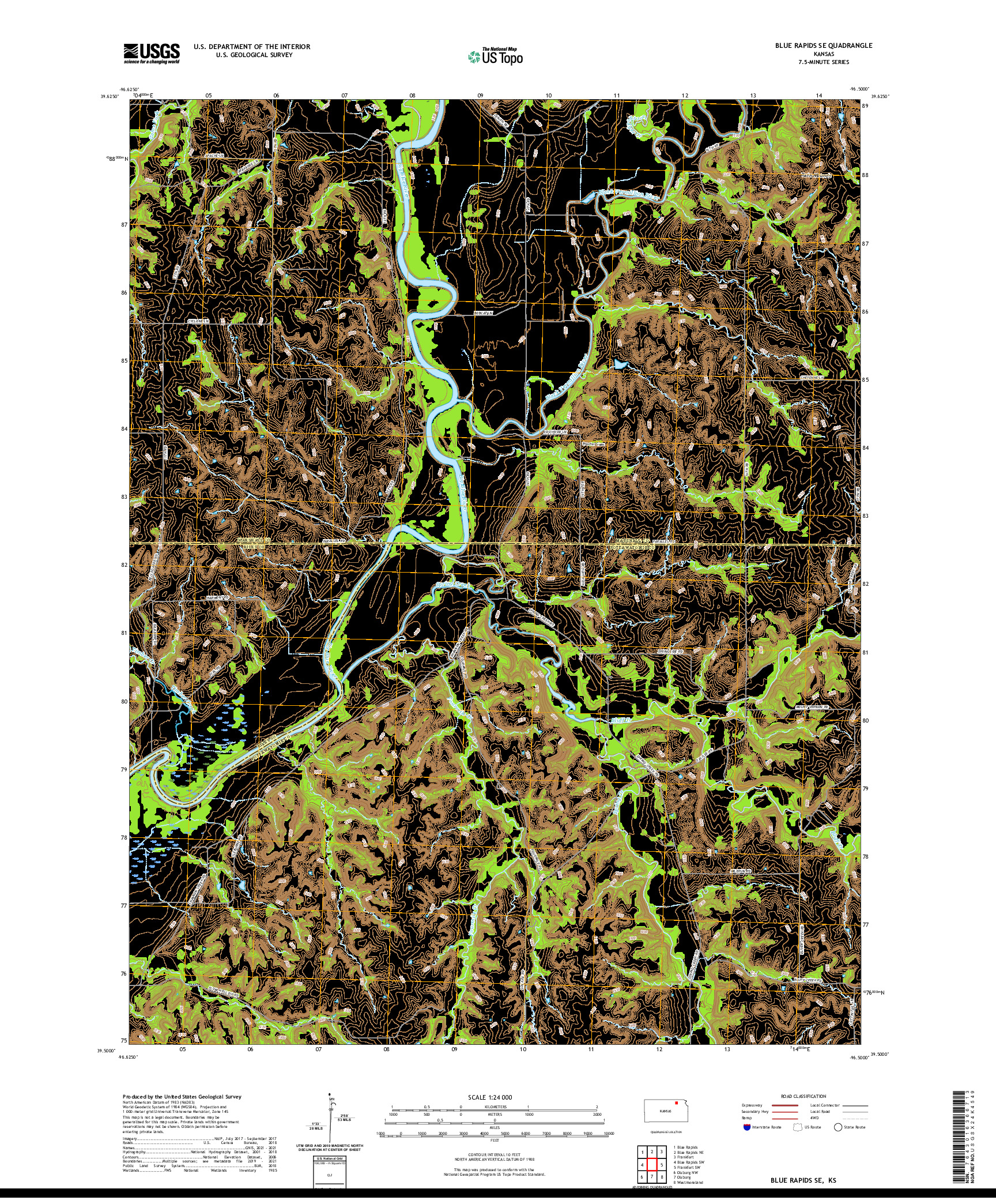 US TOPO 7.5-MINUTE MAP FOR BLUE RAPIDS SE, KS