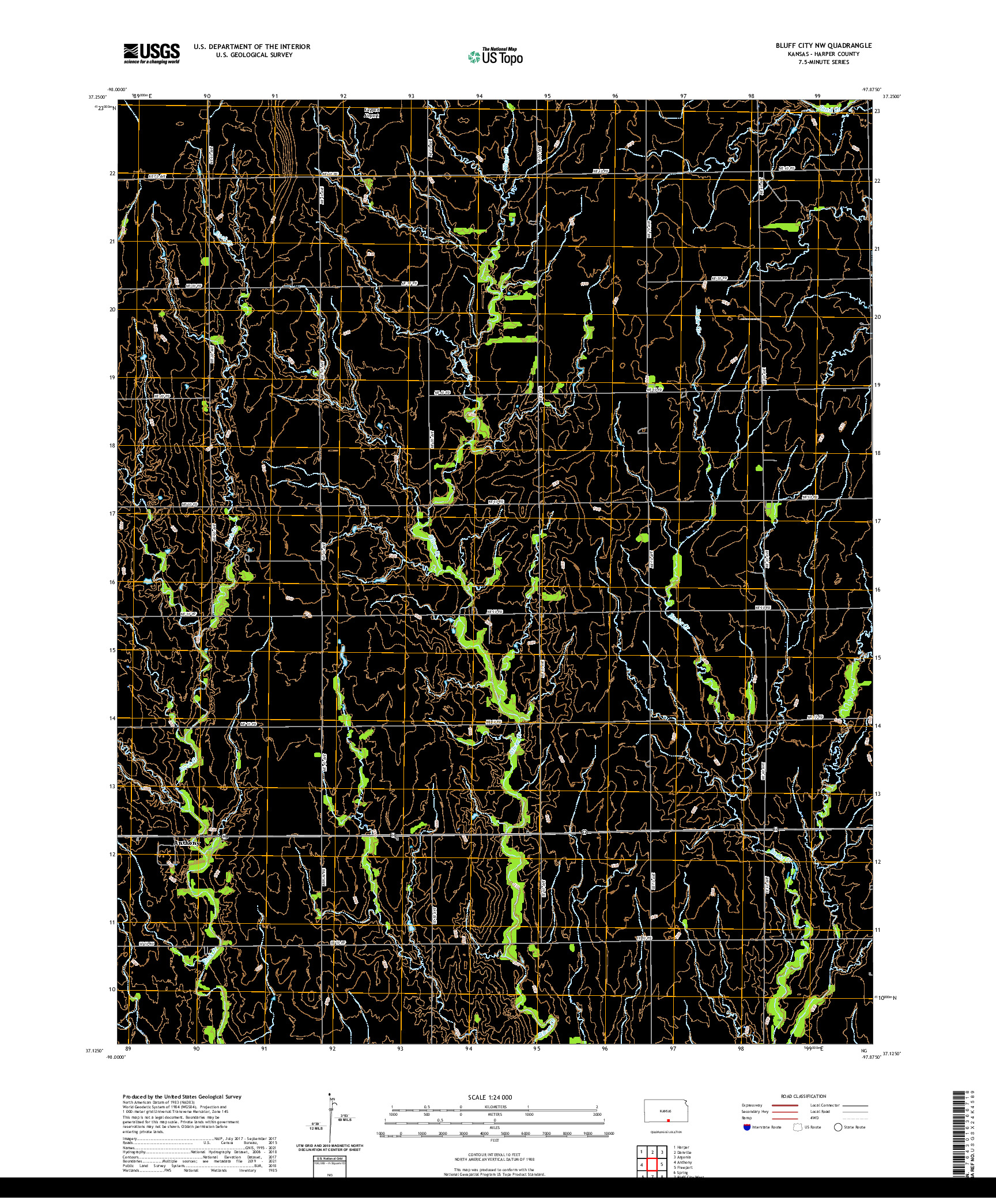 US TOPO 7.5-MINUTE MAP FOR BLUFF CITY NW, KS