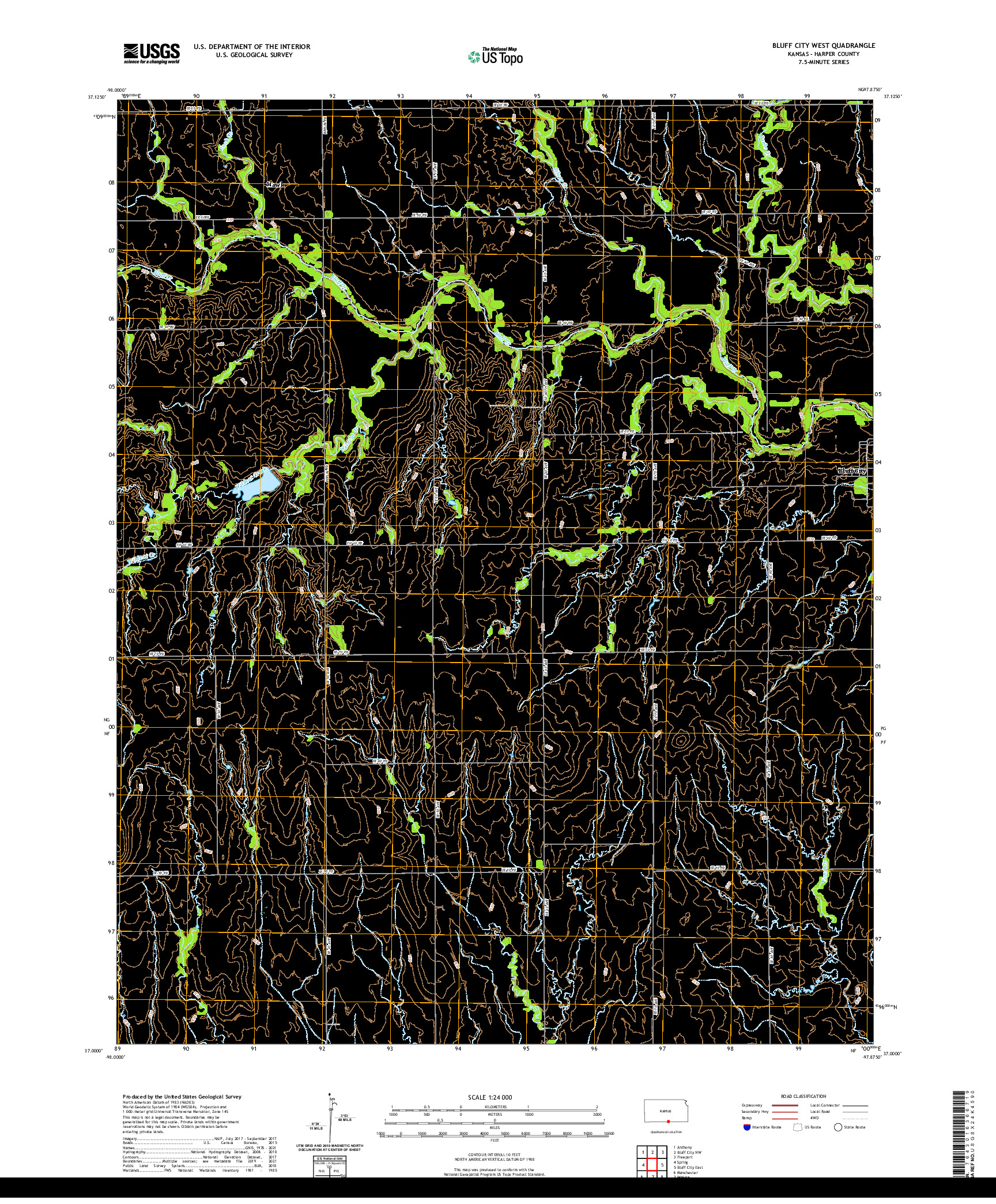 US TOPO 7.5-MINUTE MAP FOR BLUFF CITY WEST, KS