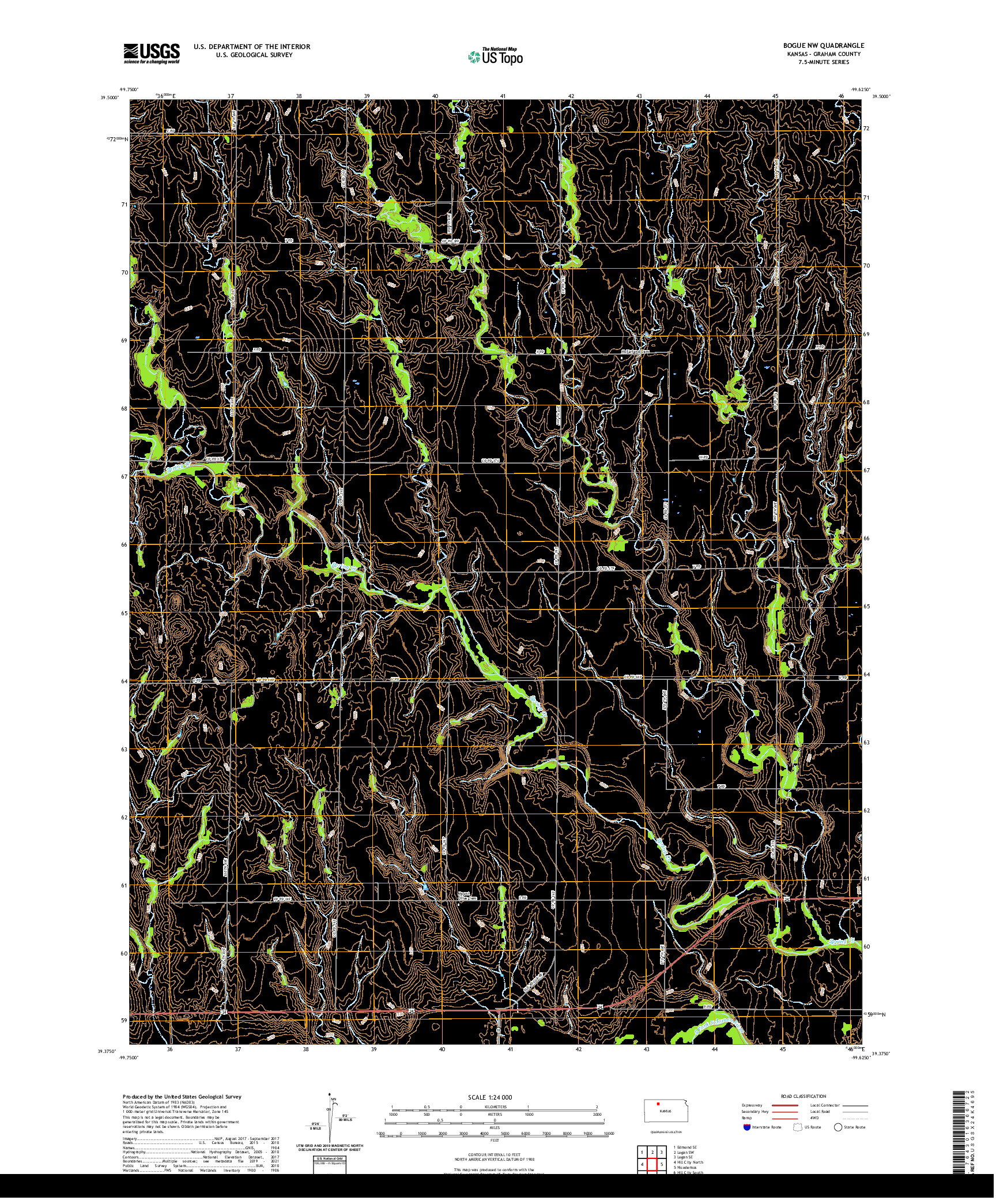 US TOPO 7.5-MINUTE MAP FOR BOGUE NW, KS