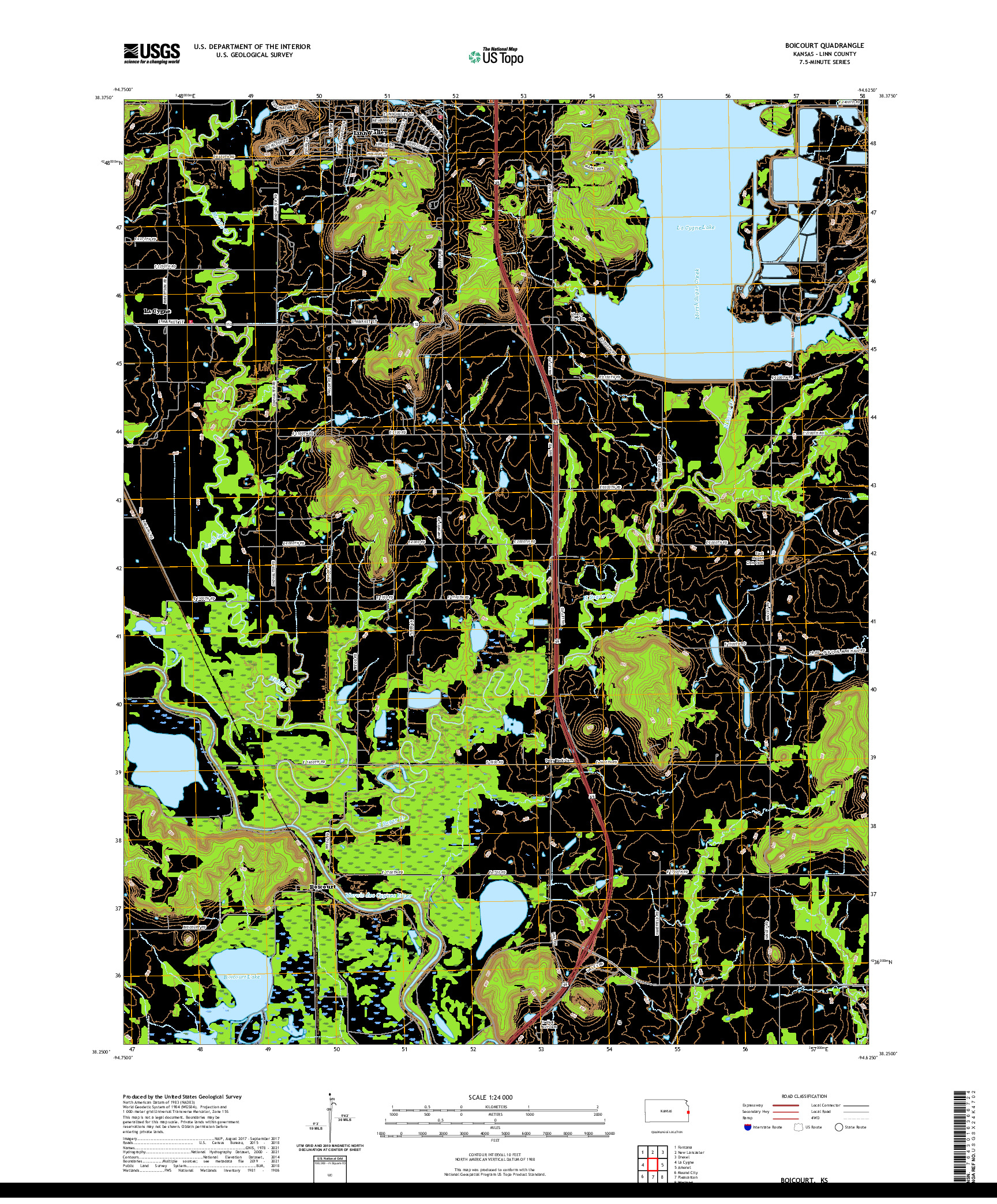 US TOPO 7.5-MINUTE MAP FOR BOICOURT, KS