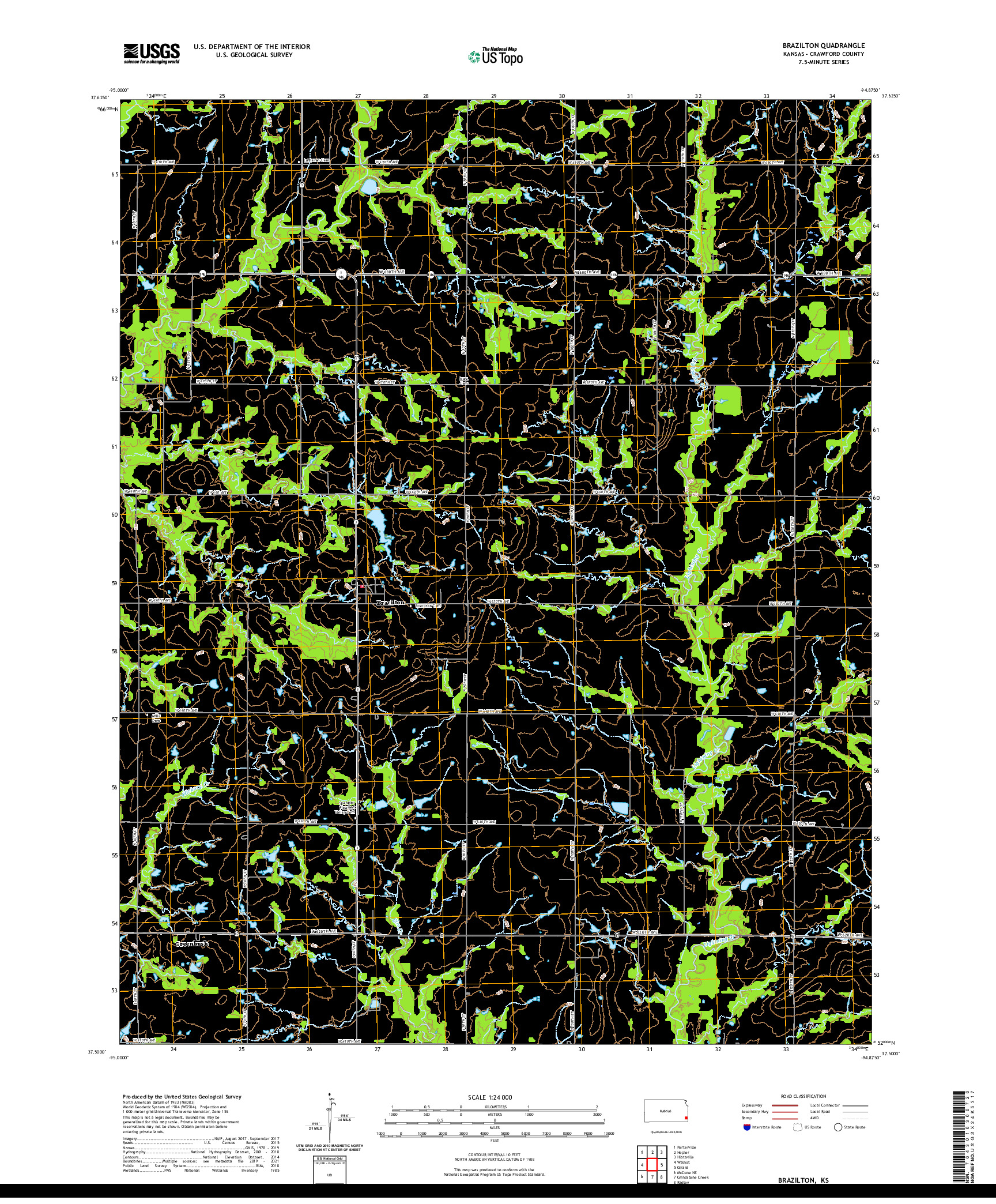 US TOPO 7.5-MINUTE MAP FOR BRAZILTON, KS