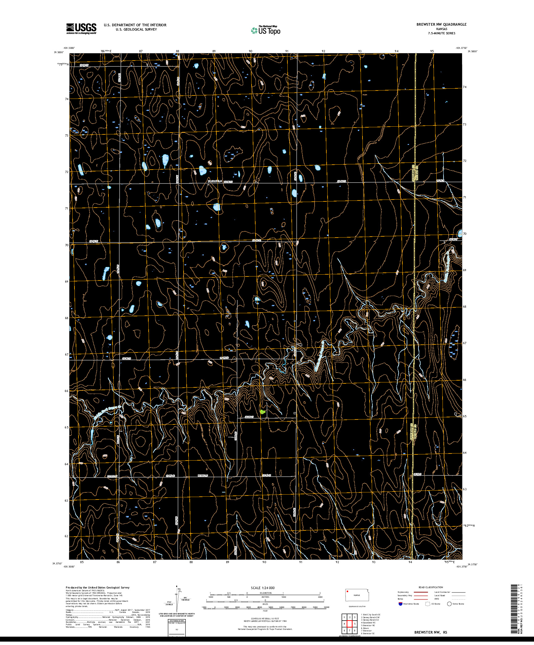 US TOPO 7.5-MINUTE MAP FOR BREWSTER NW, KS