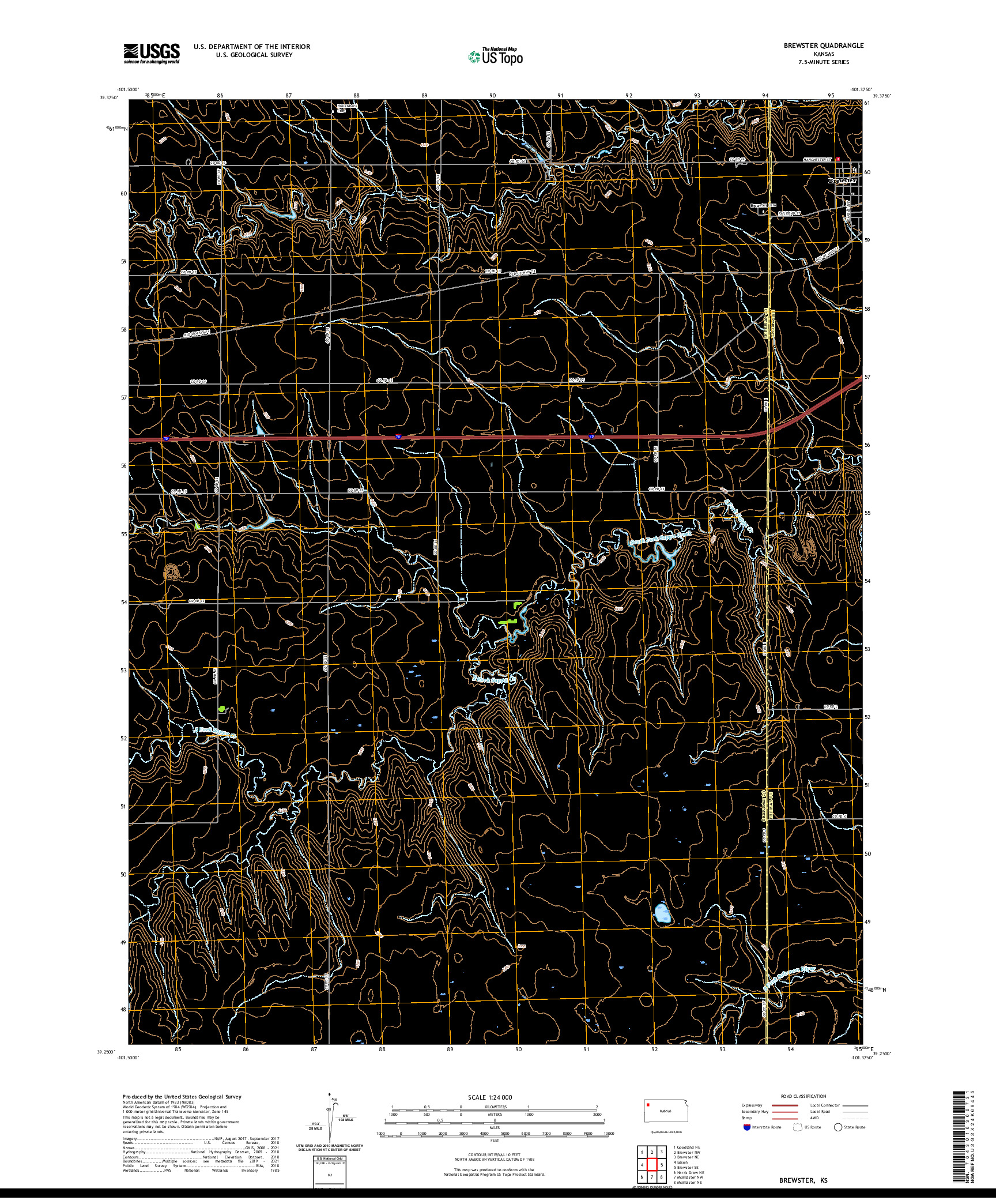 US TOPO 7.5-MINUTE MAP FOR BREWSTER, KS