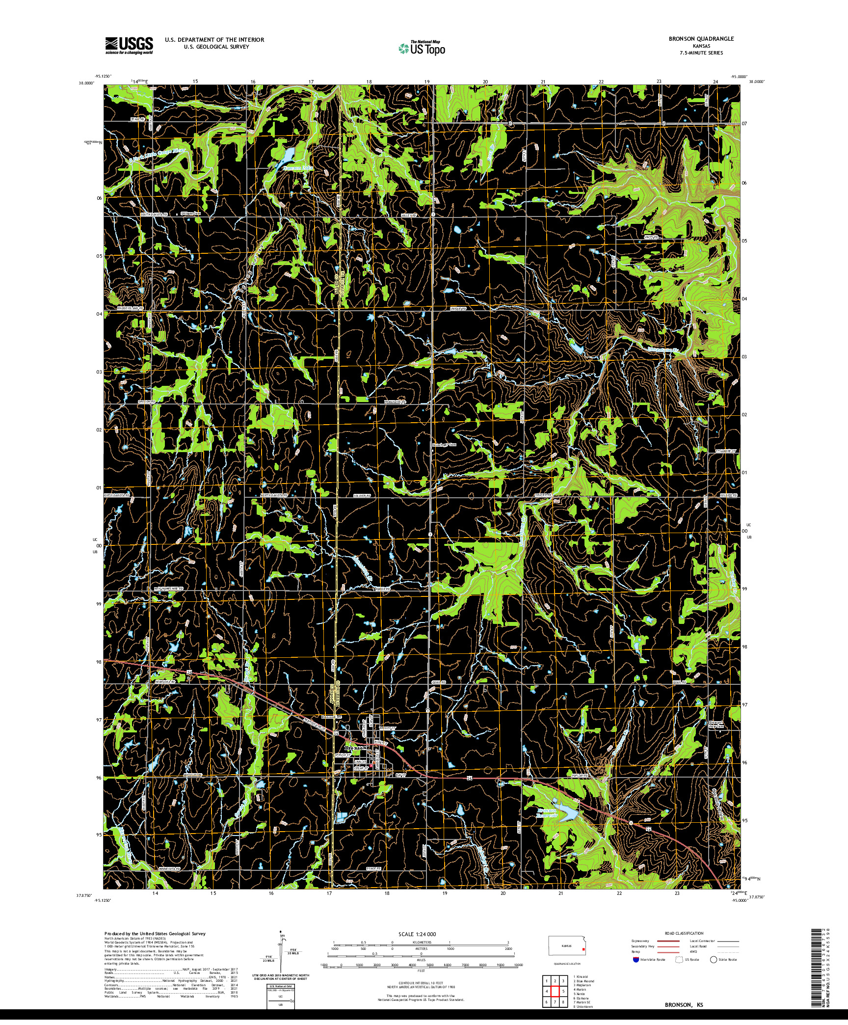 US TOPO 7.5-MINUTE MAP FOR BRONSON, KS