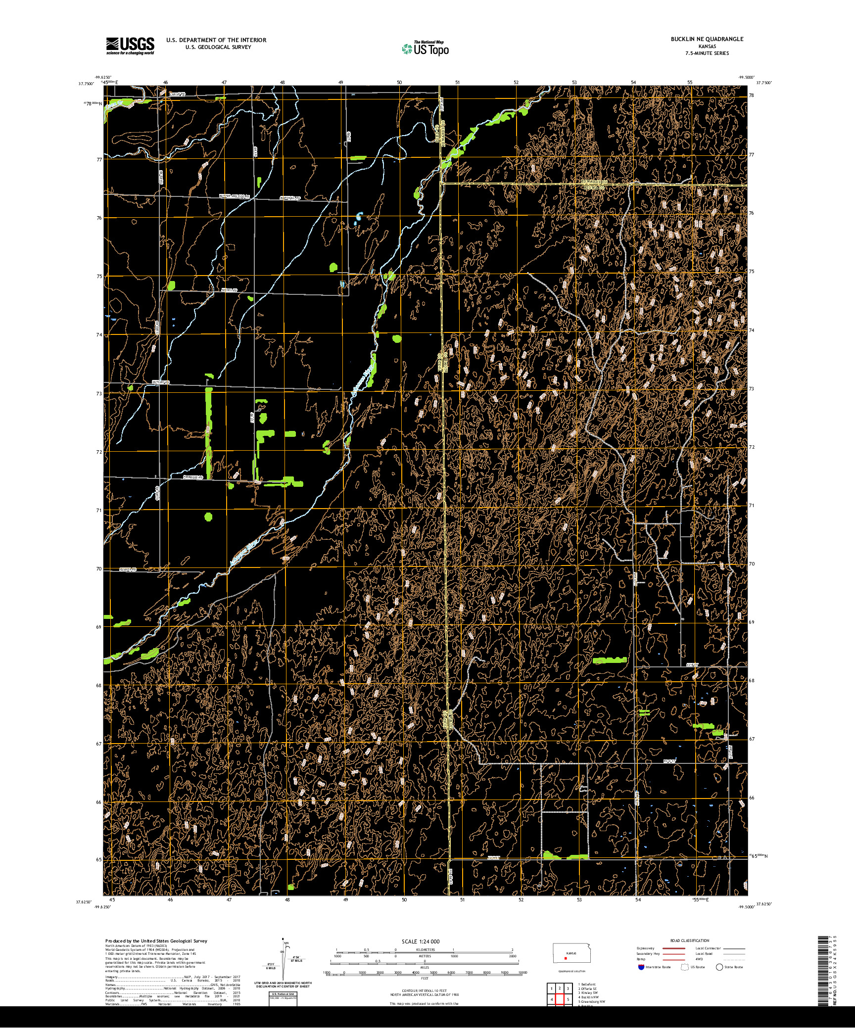 US TOPO 7.5-MINUTE MAP FOR BUCKLIN NE, KS