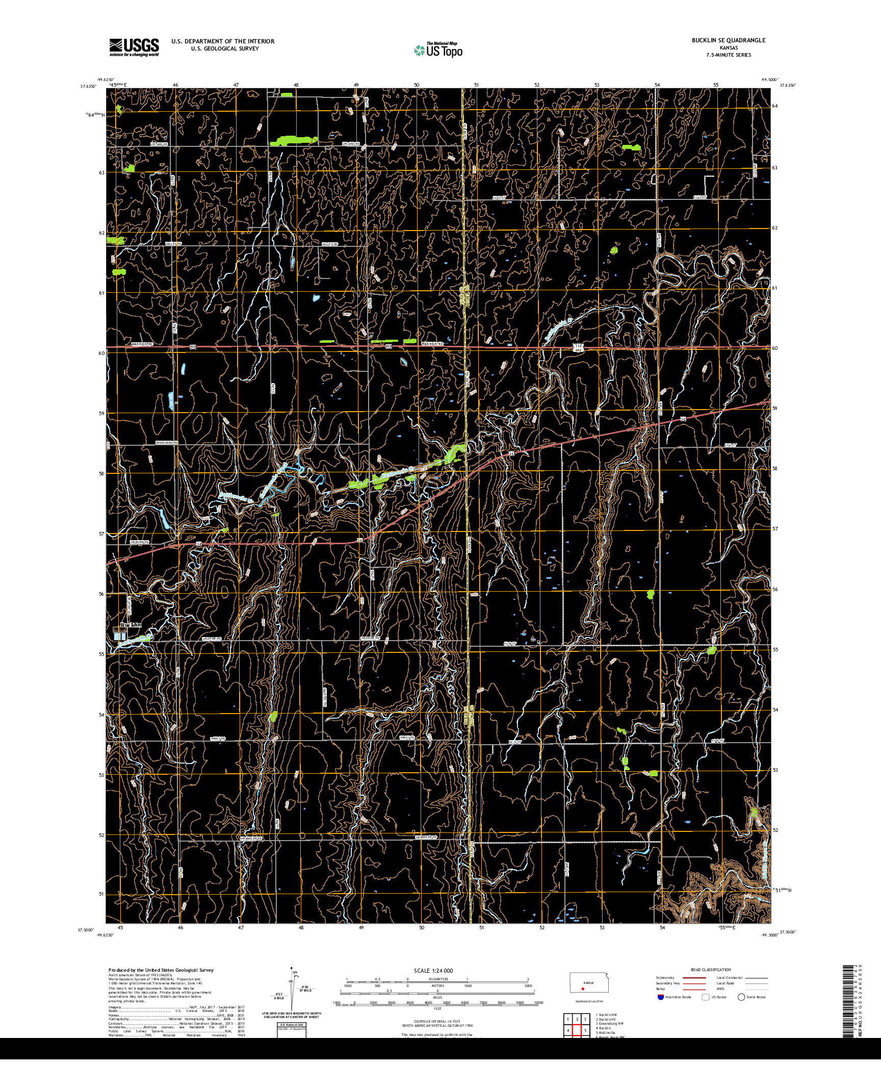 US TOPO 7.5-MINUTE MAP FOR BUCKLIN SE, KS