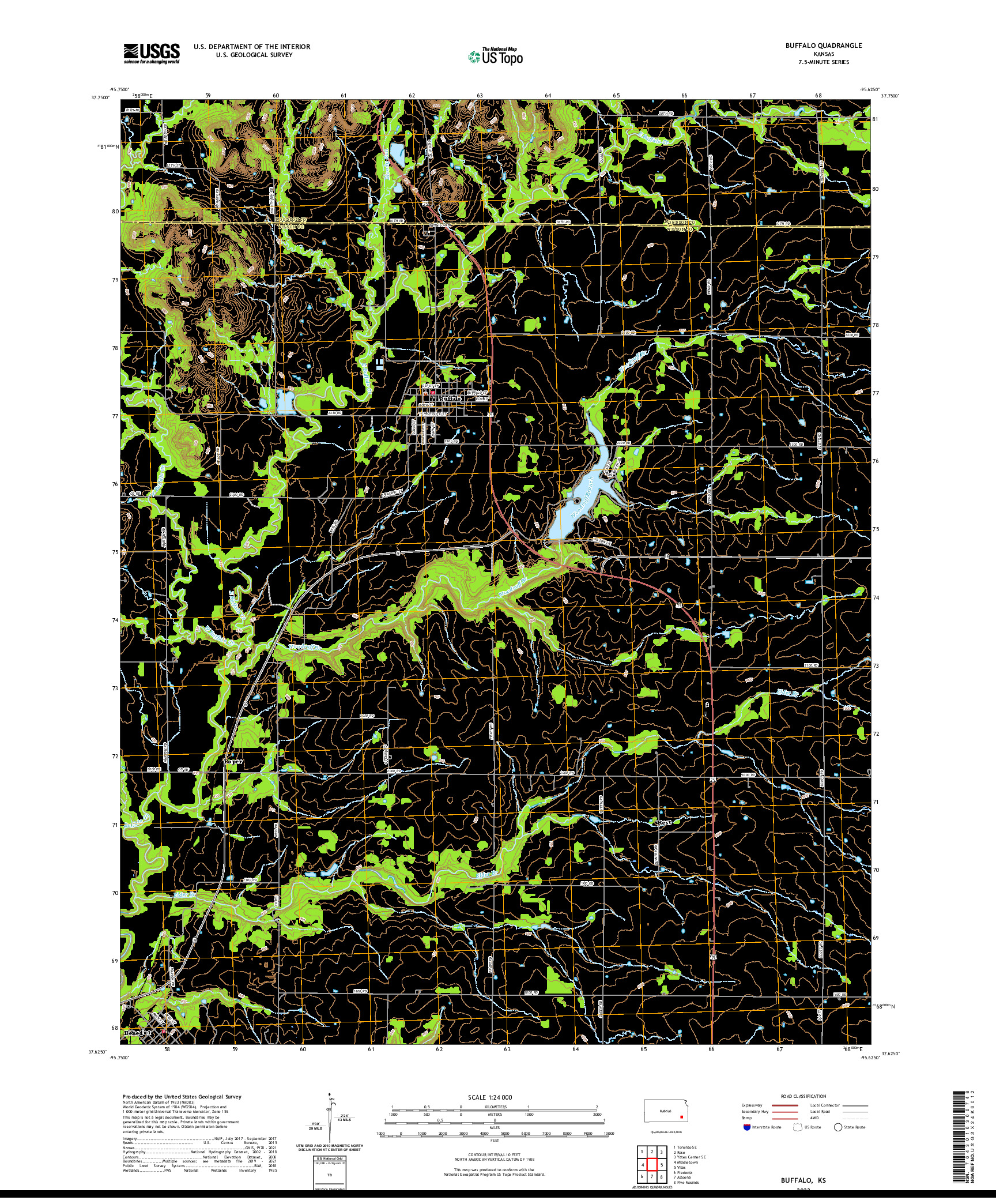 US TOPO 7.5-MINUTE MAP FOR BUFFALO, KS