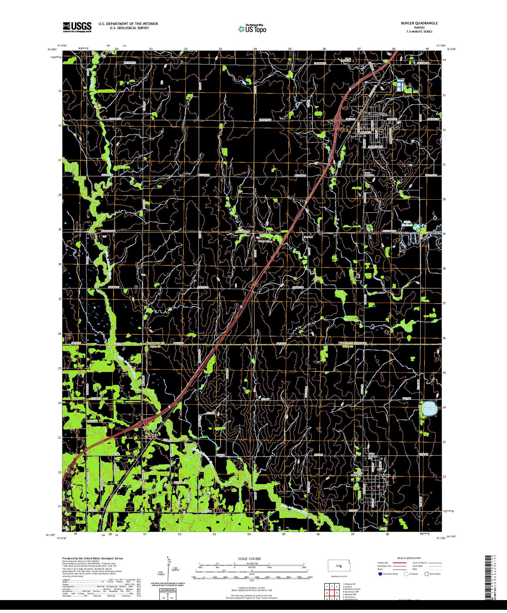 US TOPO 7.5-MINUTE MAP FOR BUHLER, KS