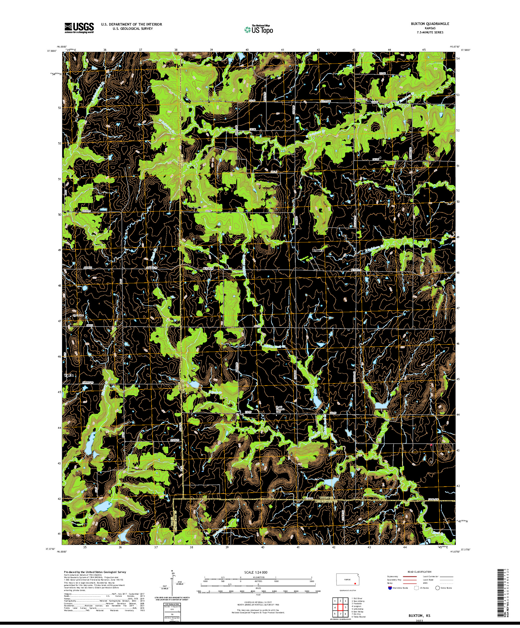 US TOPO 7.5-MINUTE MAP FOR BUXTON, KS