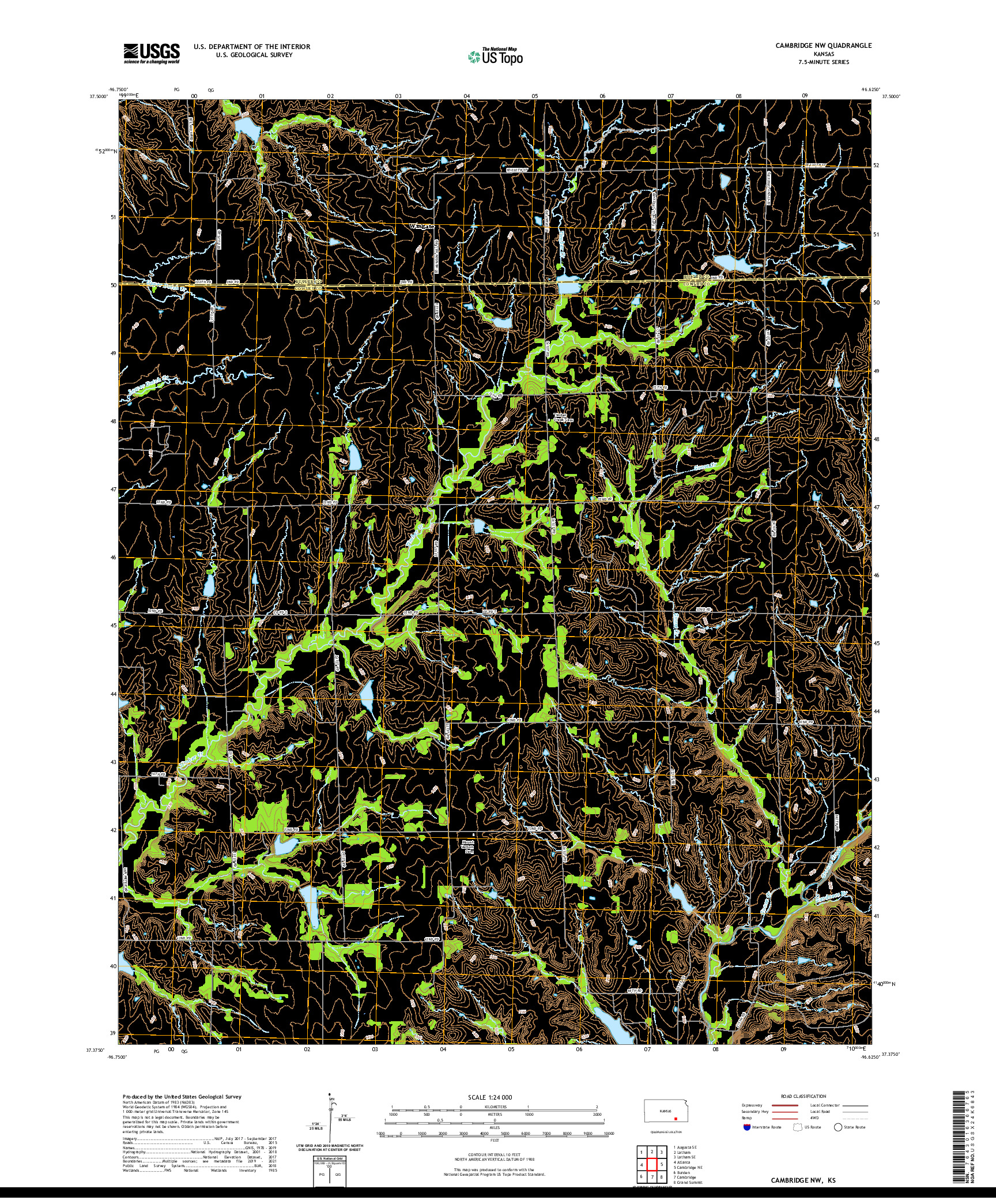 US TOPO 7.5-MINUTE MAP FOR CAMBRIDGE NW, KS