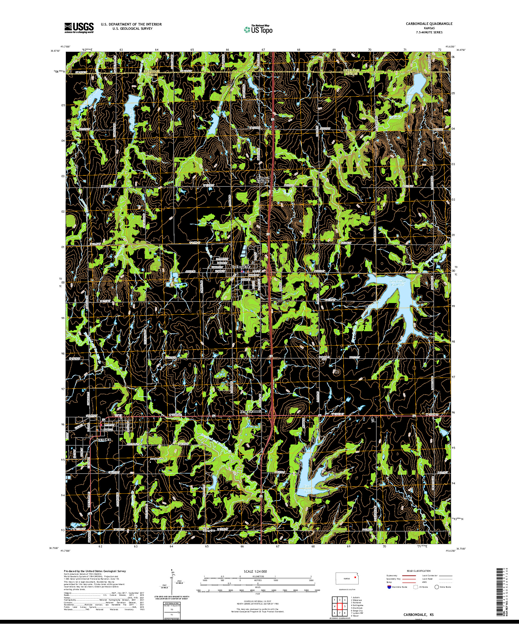 US TOPO 7.5-MINUTE MAP FOR CARBONDALE, KS