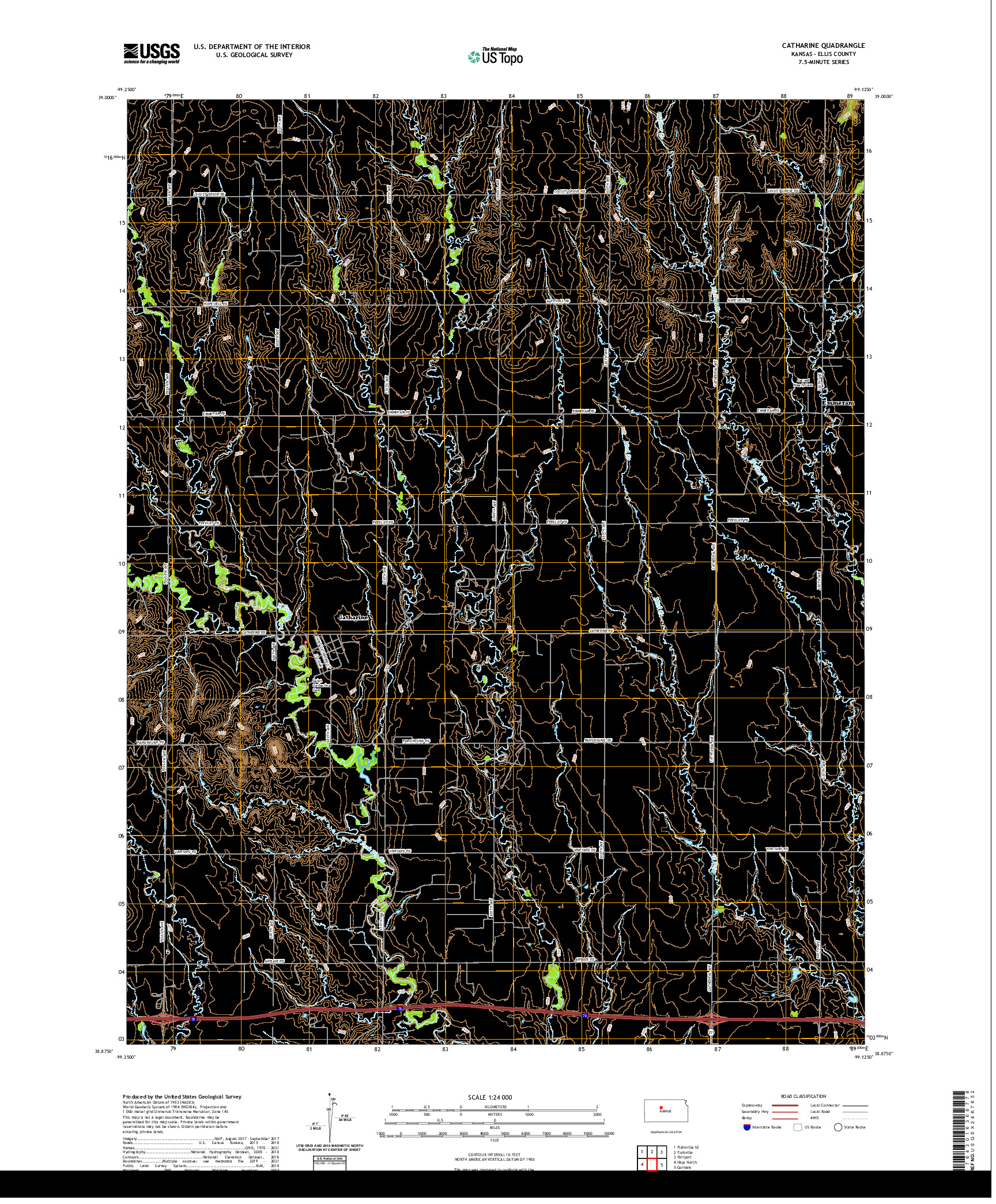 US TOPO 7.5-MINUTE MAP FOR CATHARINE, KS