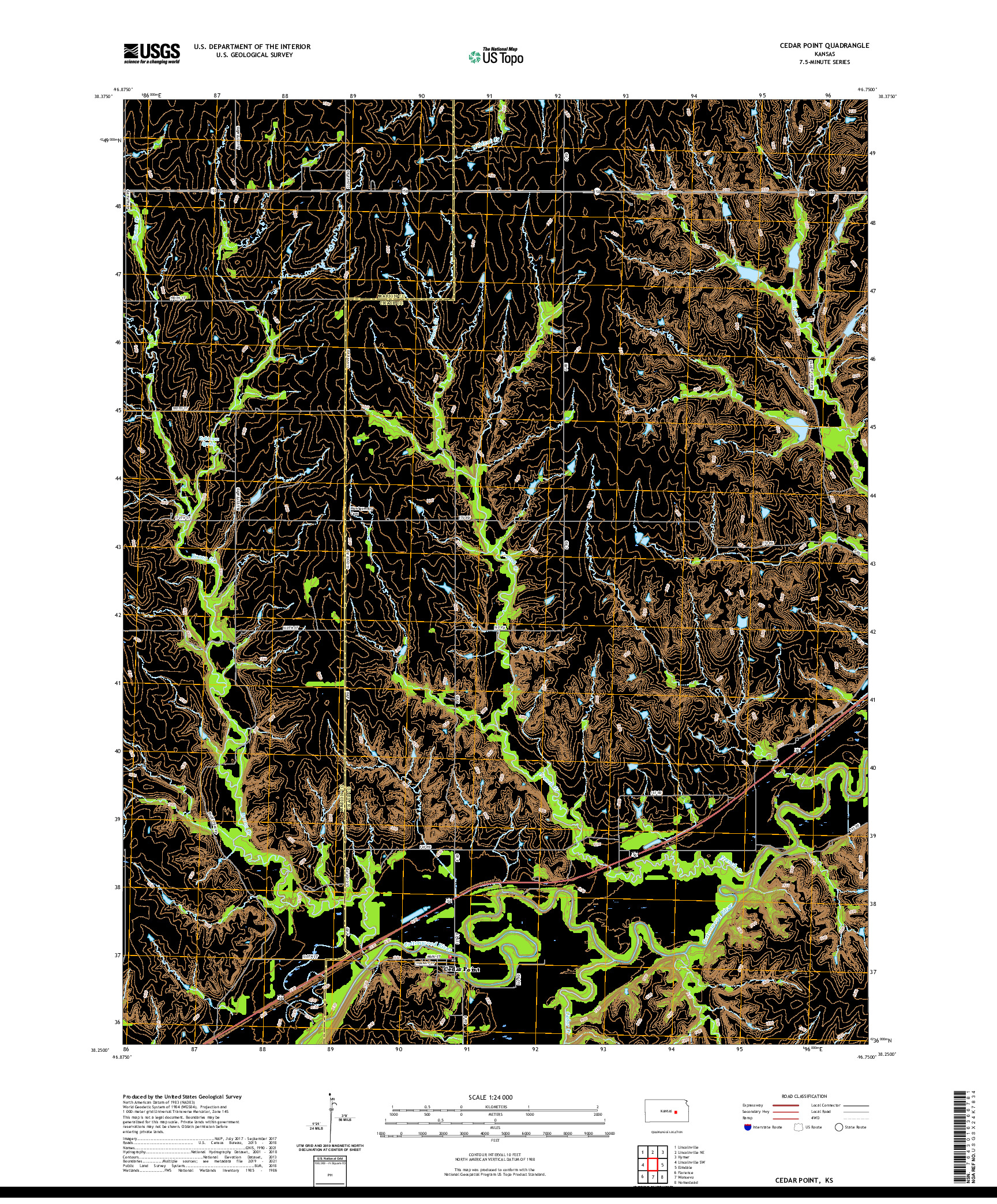 US TOPO 7.5-MINUTE MAP FOR CEDAR POINT, KS