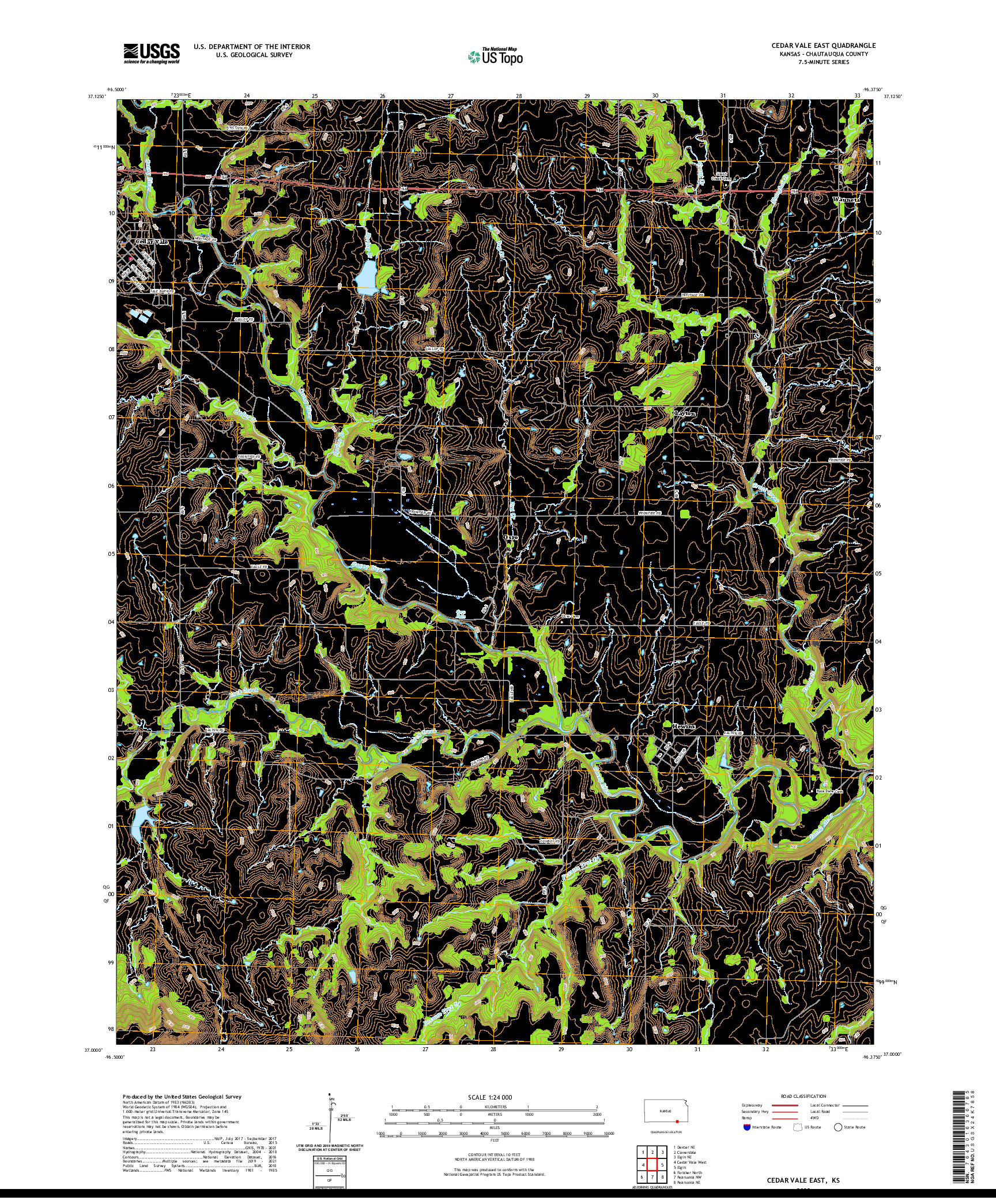 US TOPO 7.5-MINUTE MAP FOR CEDAR VALE EAST, KS