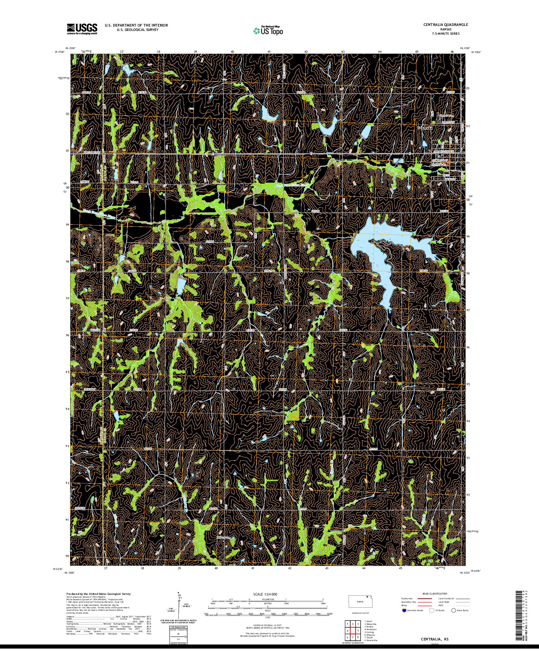 US TOPO 7.5-MINUTE MAP FOR CENTRALIA, KS