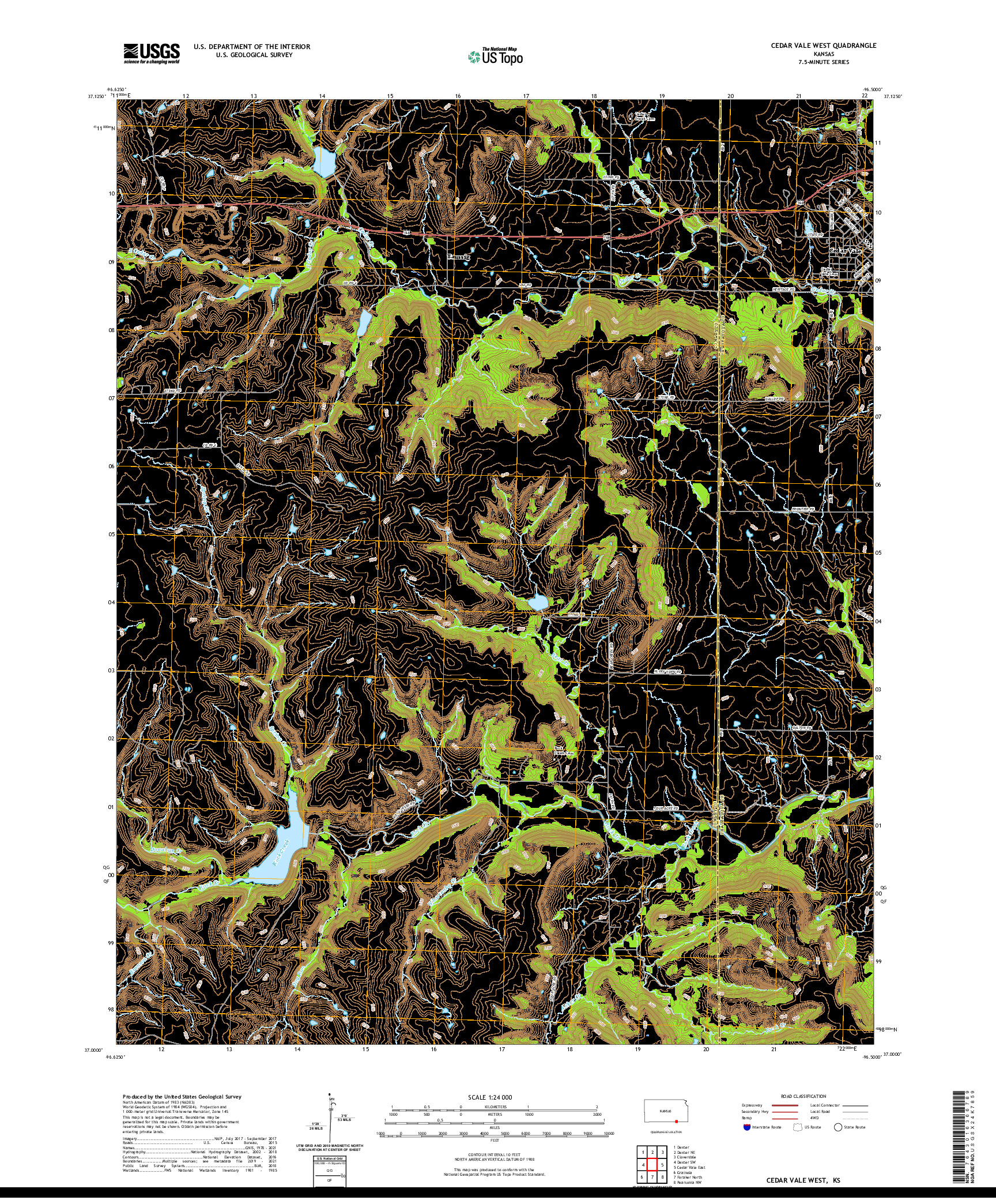 US TOPO 7.5-MINUTE MAP FOR CEDAR VALE WEST, KS