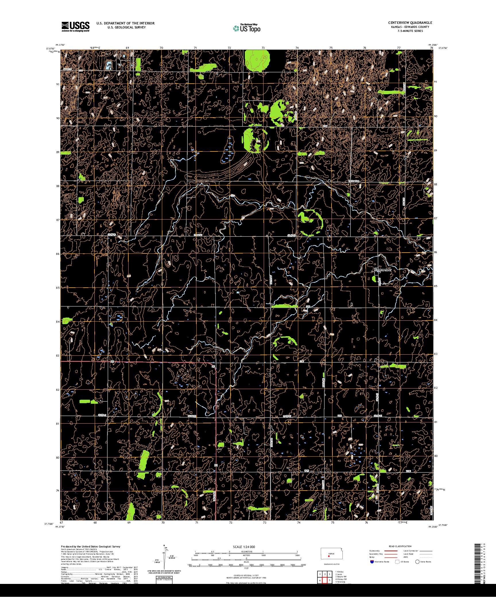 US TOPO 7.5-MINUTE MAP FOR CENTERVIEW, KS