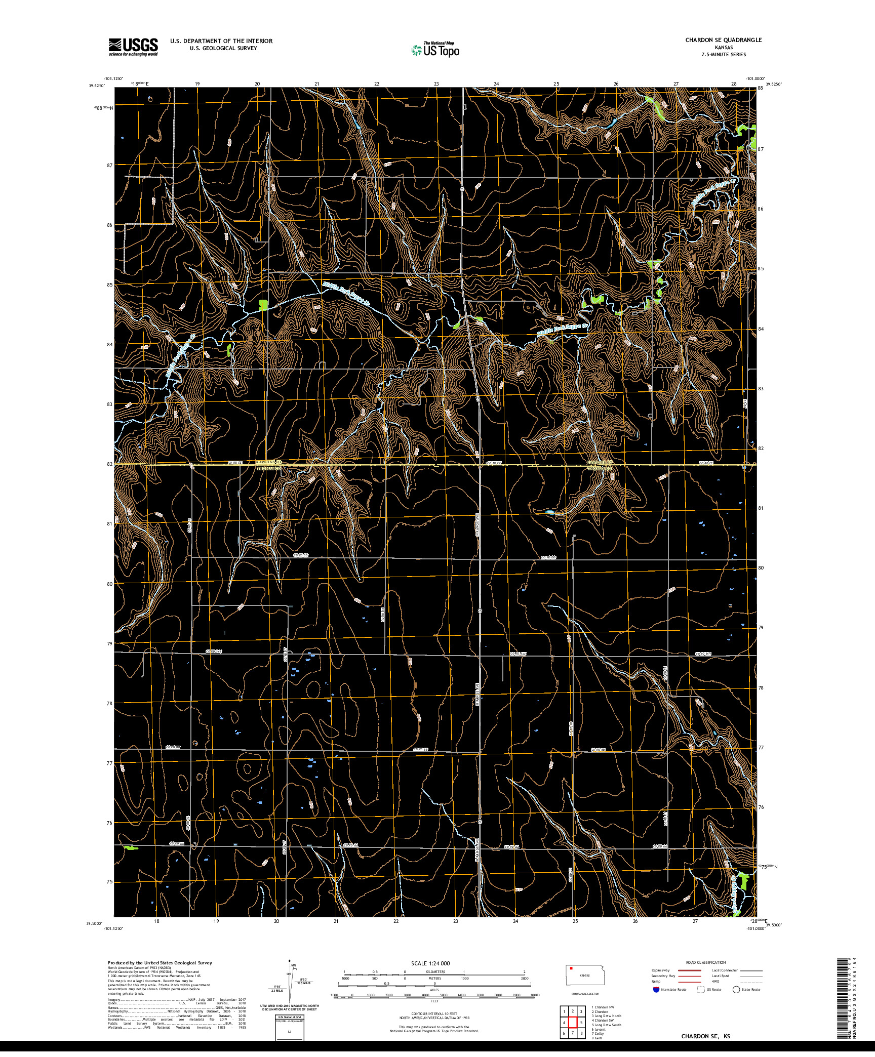 US TOPO 7.5-MINUTE MAP FOR CHARDON SE, KS