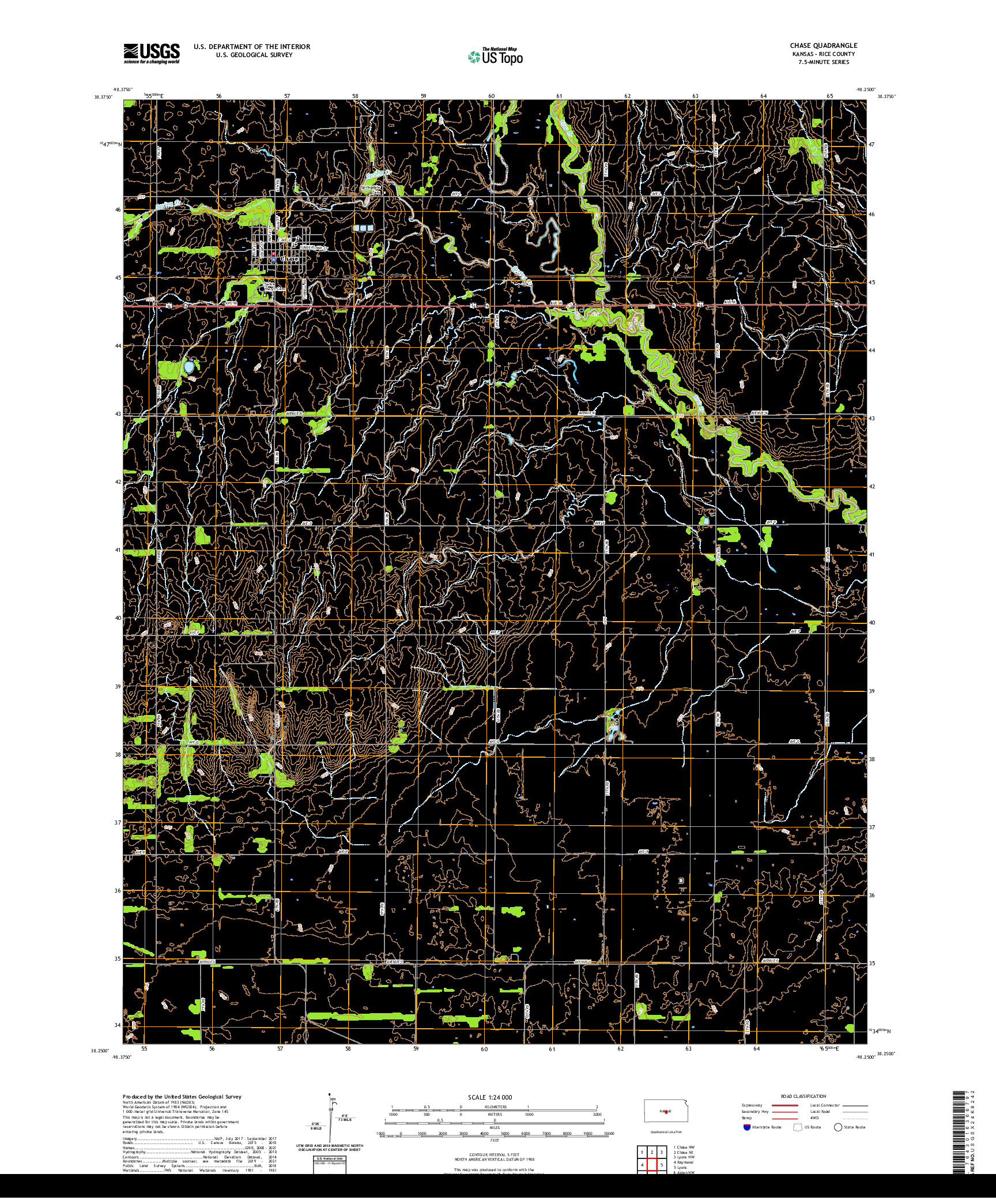 US TOPO 7.5-MINUTE MAP FOR CHASE, KS