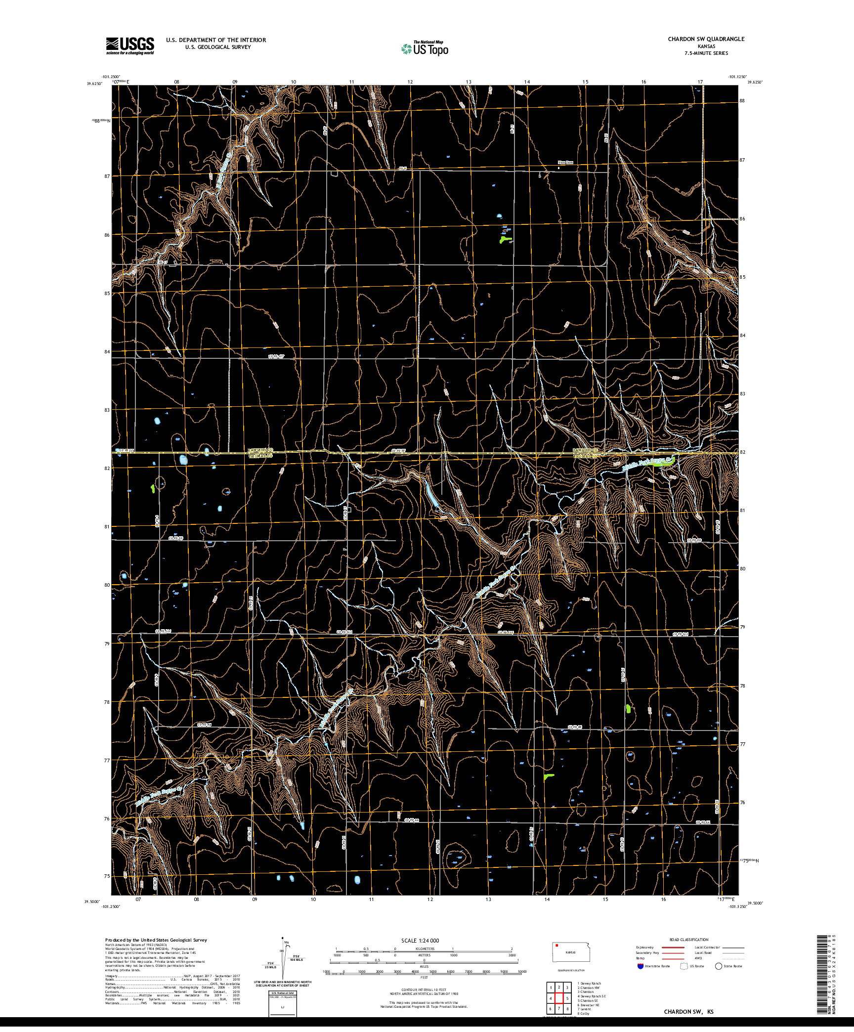 US TOPO 7.5-MINUTE MAP FOR CHARDON SW, KS