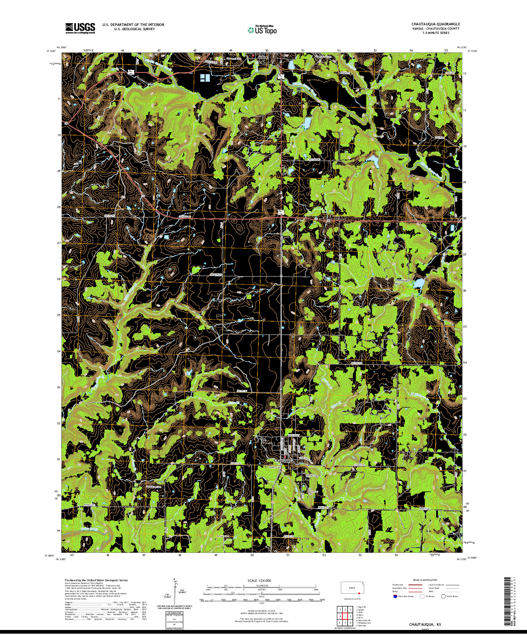 US TOPO 7.5-MINUTE MAP FOR CHAUTAUQUA, KS