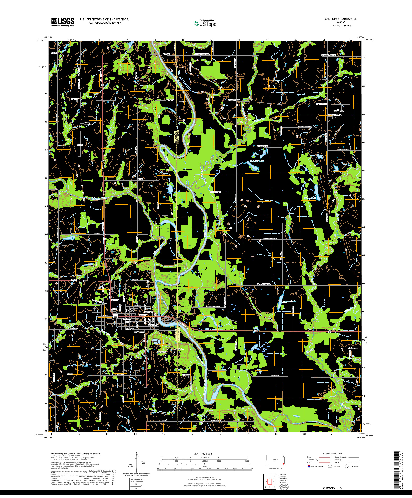 US TOPO 7.5-MINUTE MAP FOR CHETOPA, KS