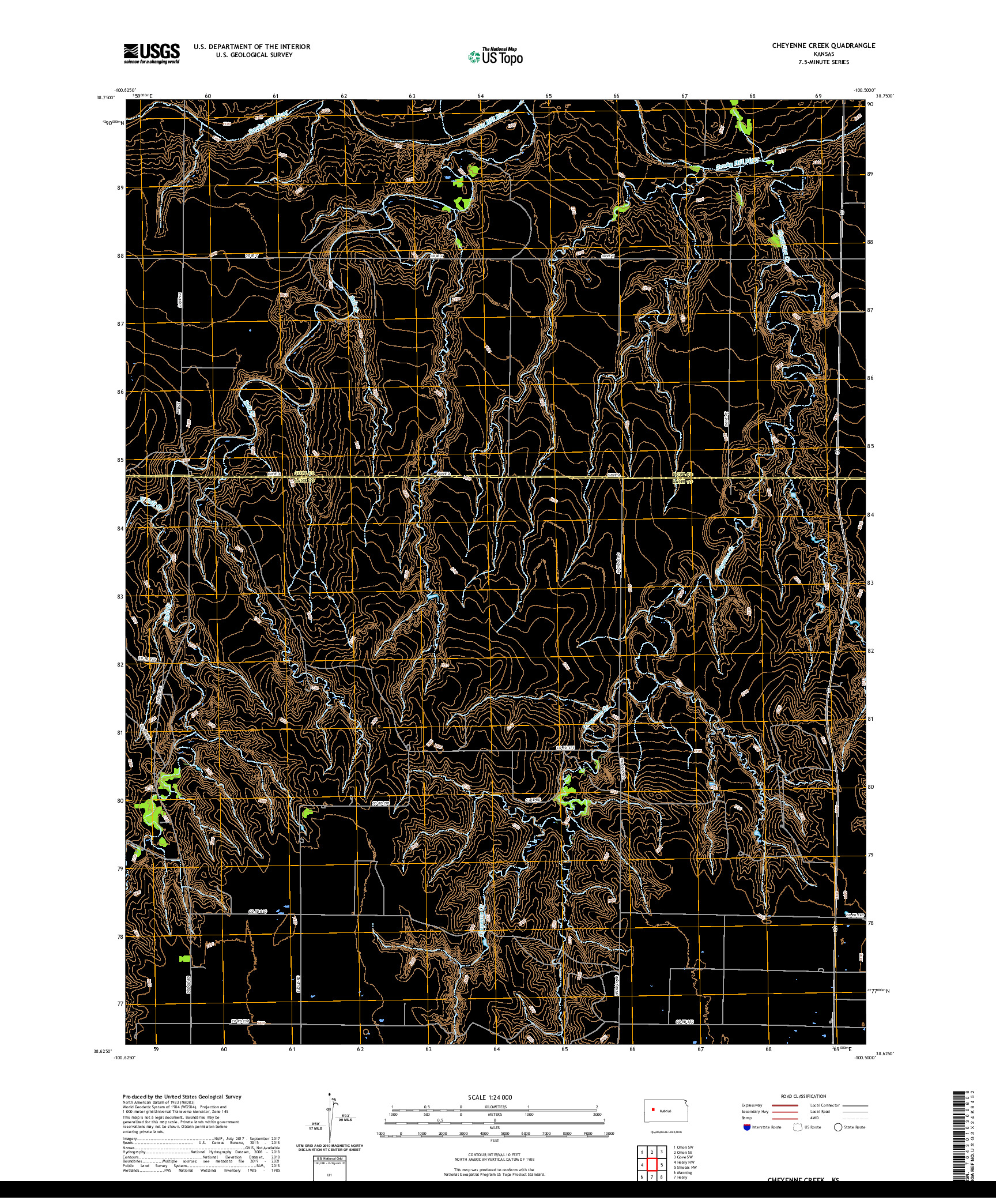 US TOPO 7.5-MINUTE MAP FOR CHEYENNE CREEK, KS