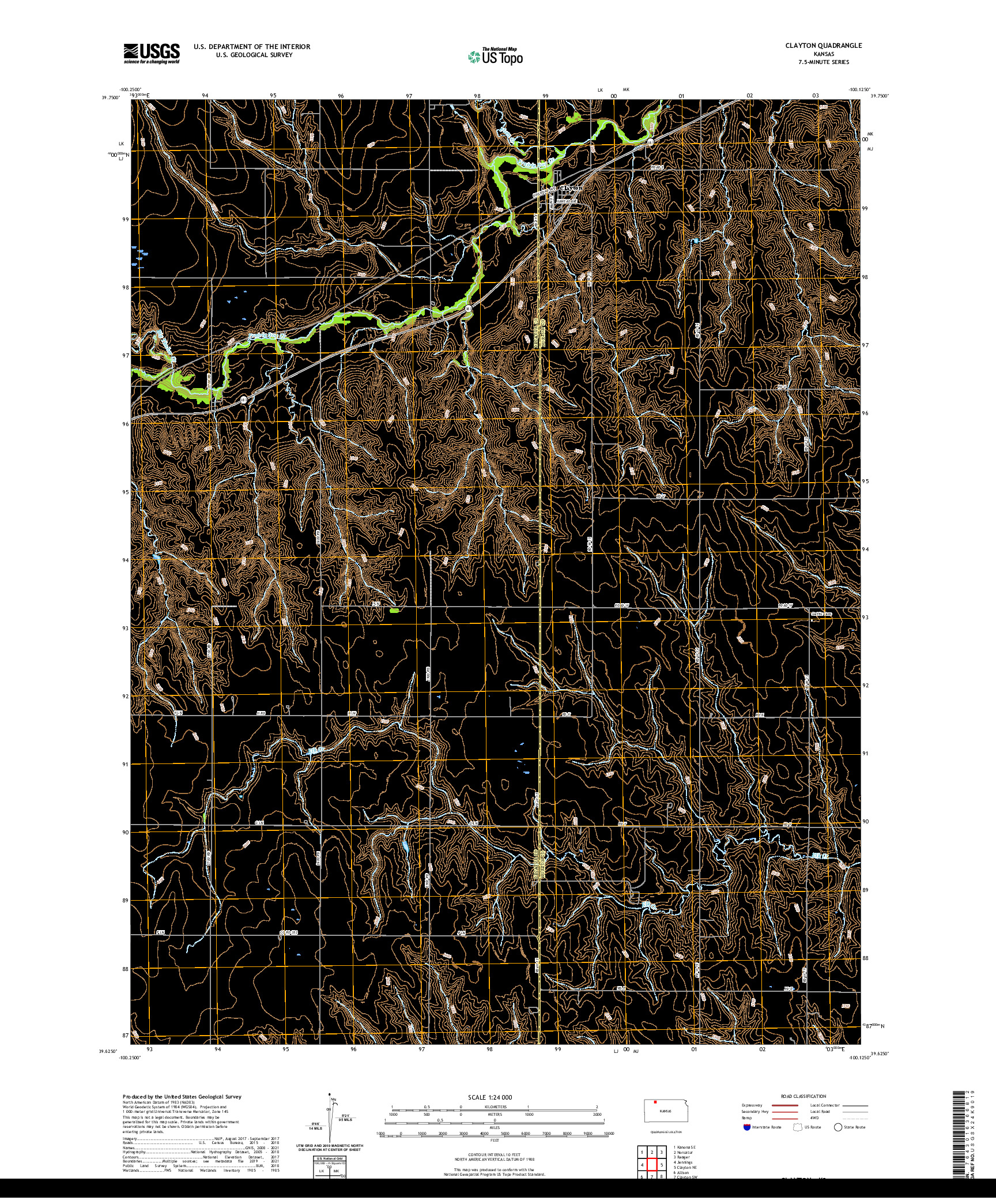 US TOPO 7.5-MINUTE MAP FOR CLAYTON, KS