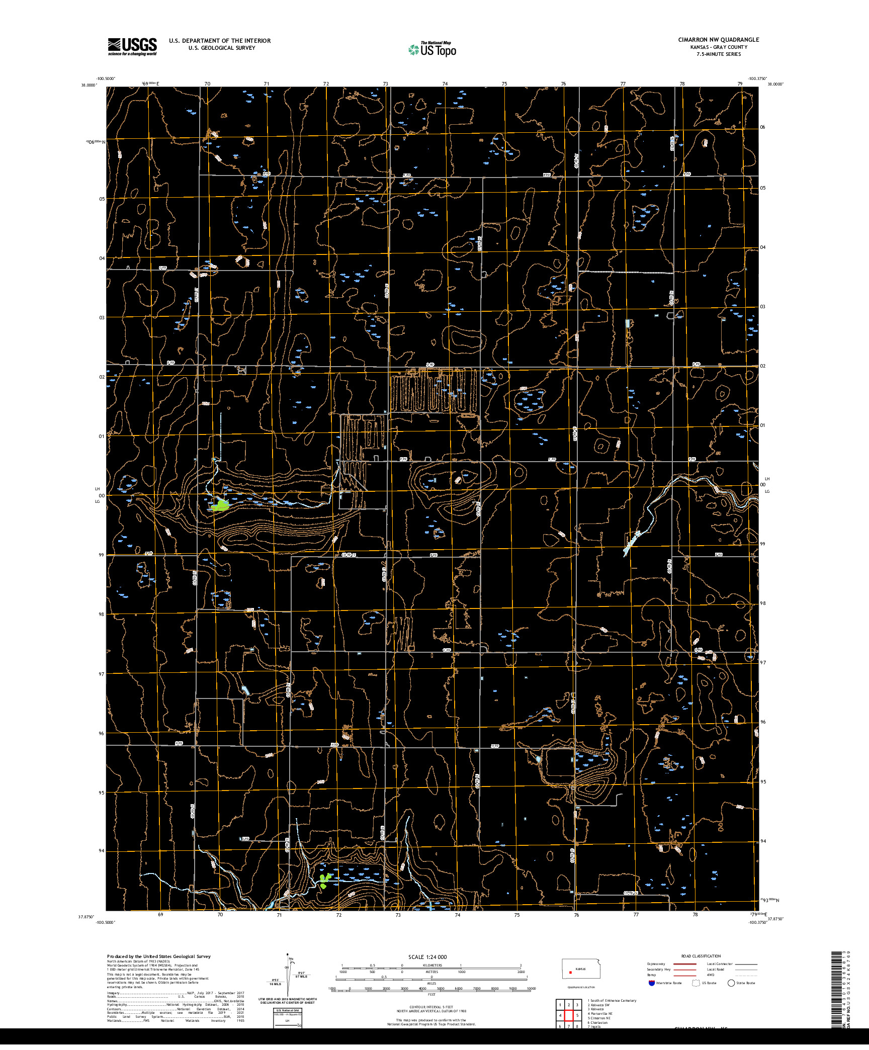 US TOPO 7.5-MINUTE MAP FOR CIMARRON NW, KS