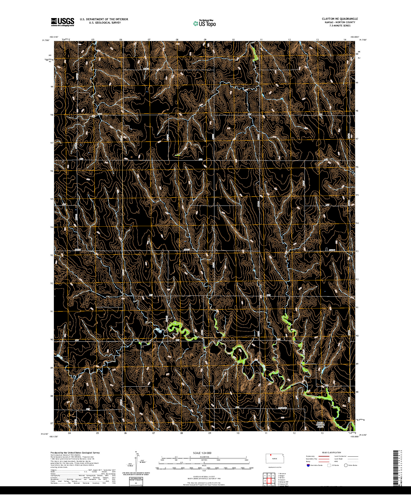 US TOPO 7.5-MINUTE MAP FOR CLAYTON NE, KS