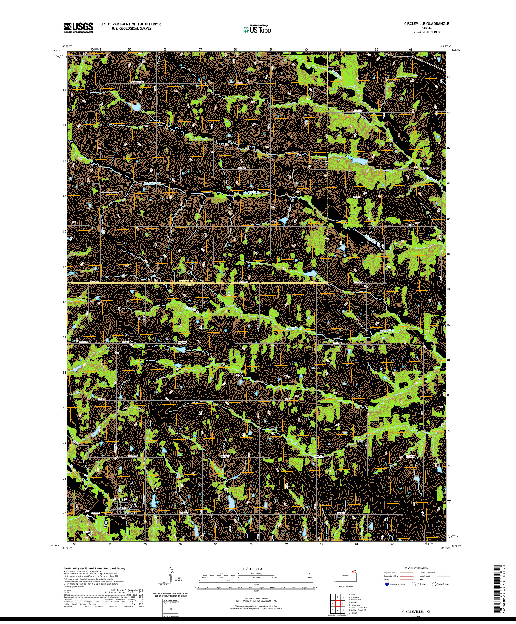 US TOPO 7.5-MINUTE MAP FOR CIRCLEVILLE, KS