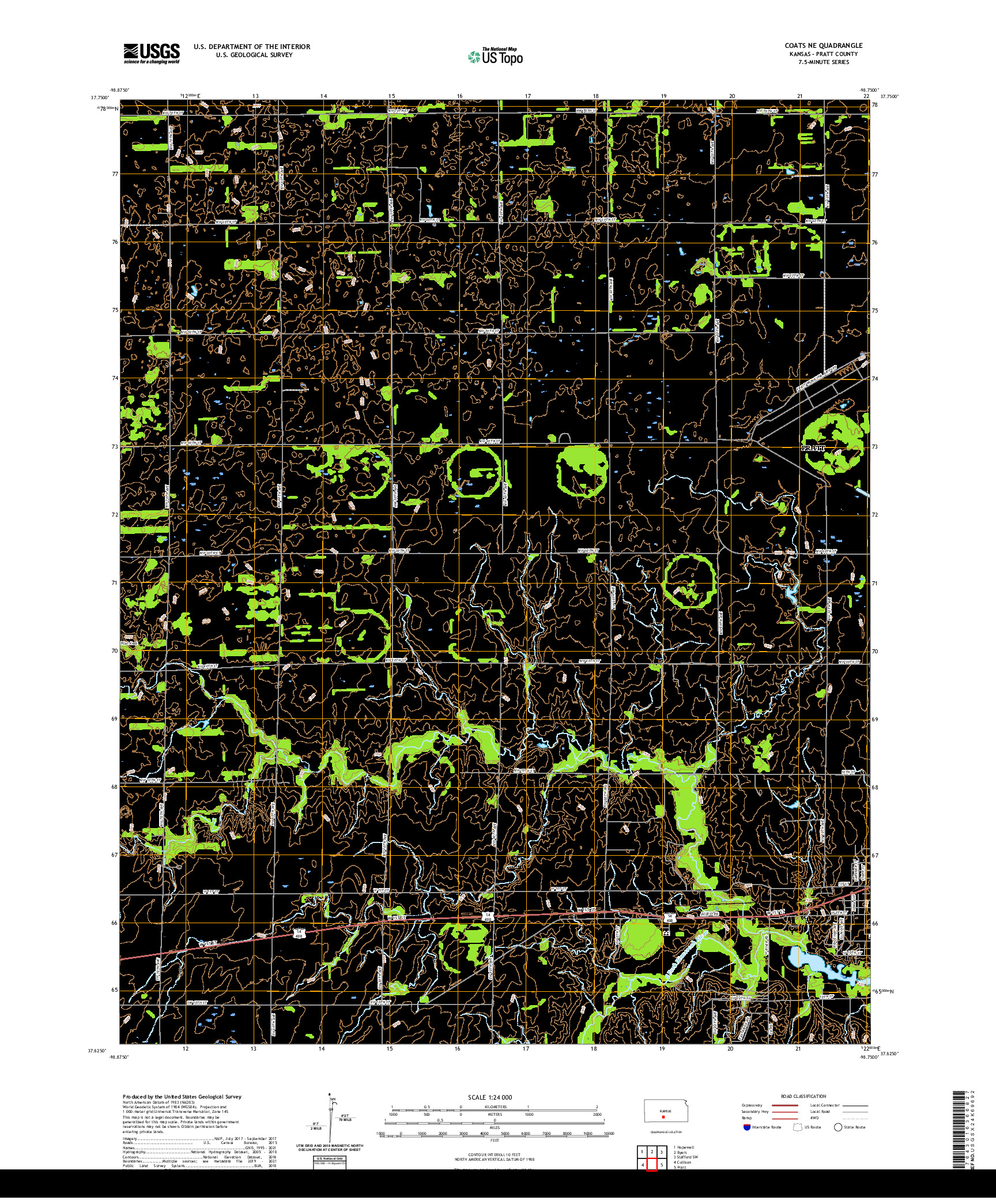 US TOPO 7.5-MINUTE MAP FOR COATS NE, KS