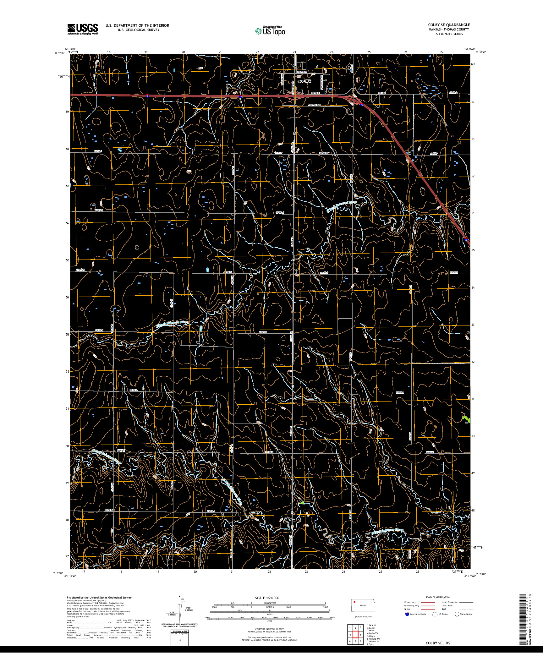 US TOPO 7.5-MINUTE MAP FOR COLBY SE, KS