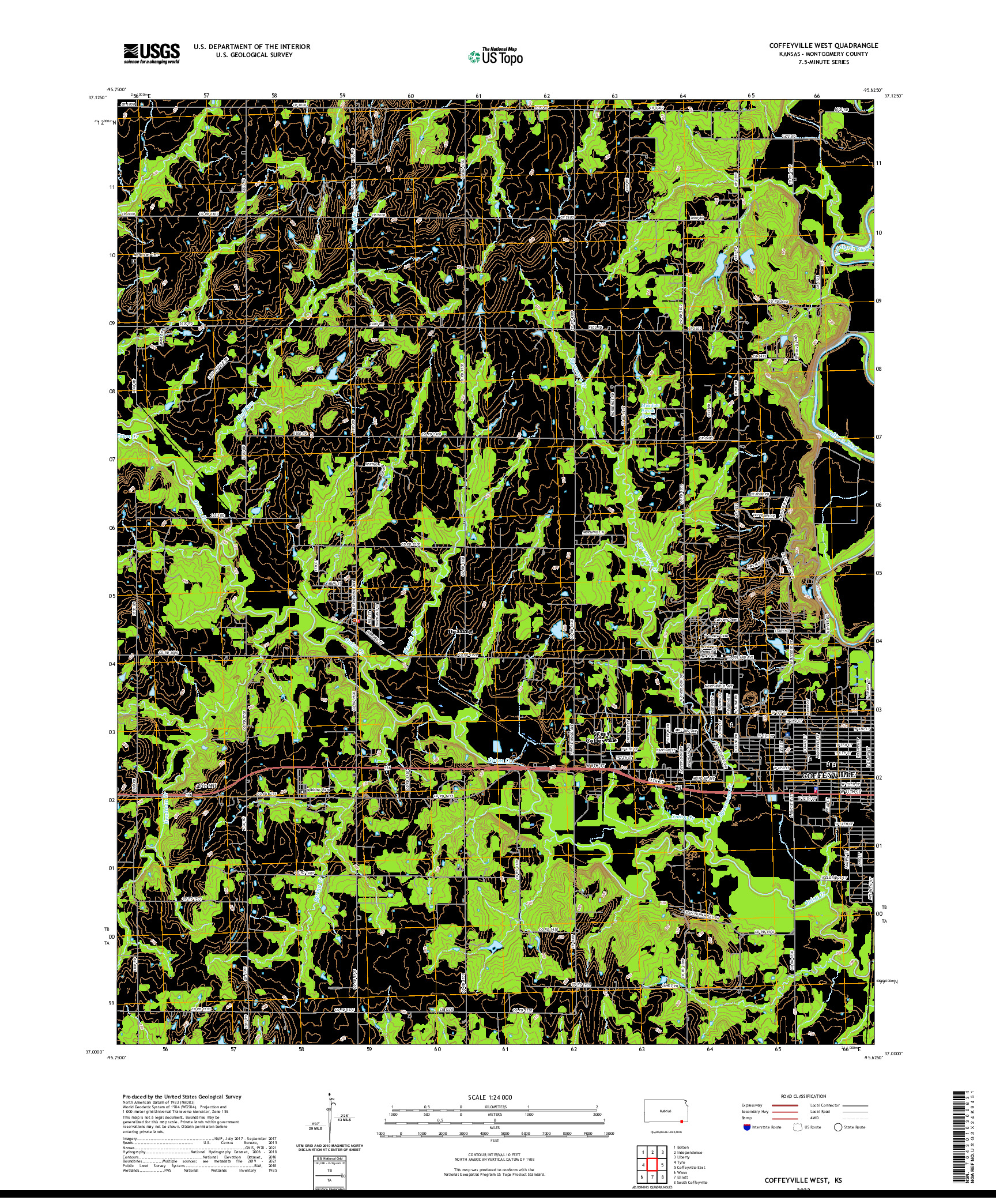 US TOPO 7.5-MINUTE MAP FOR COFFEYVILLE WEST, KS