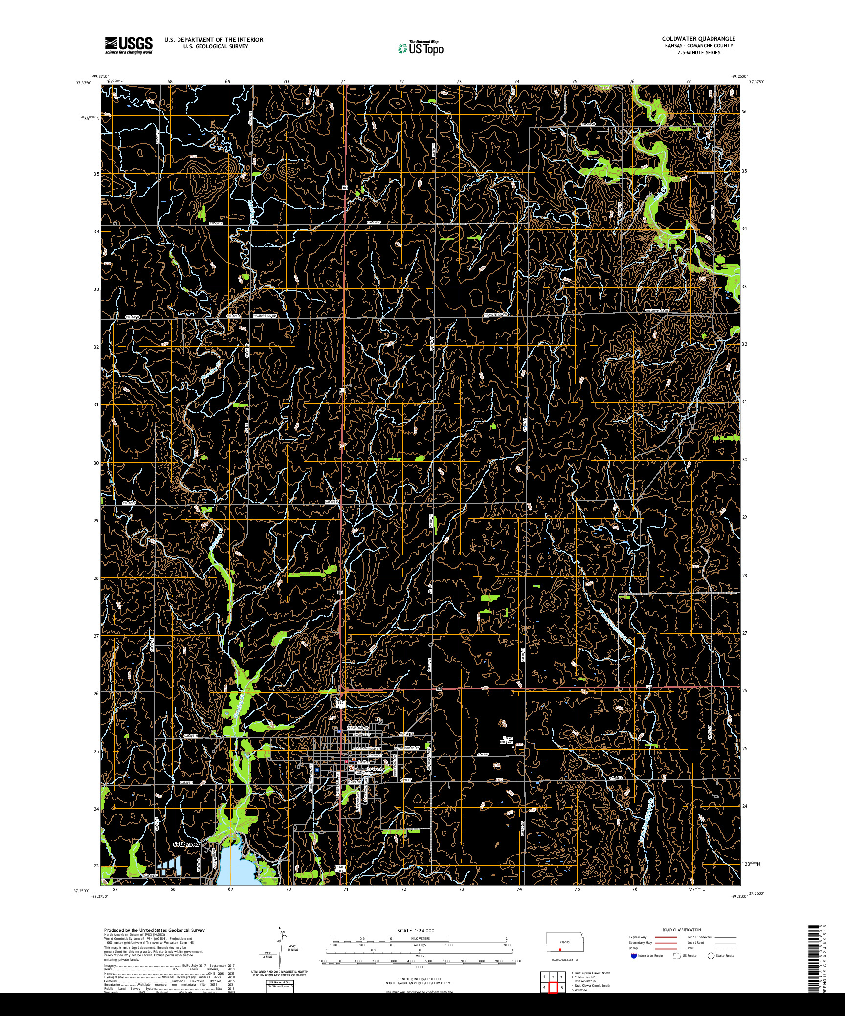 US TOPO 7.5-MINUTE MAP FOR COLDWATER, KS