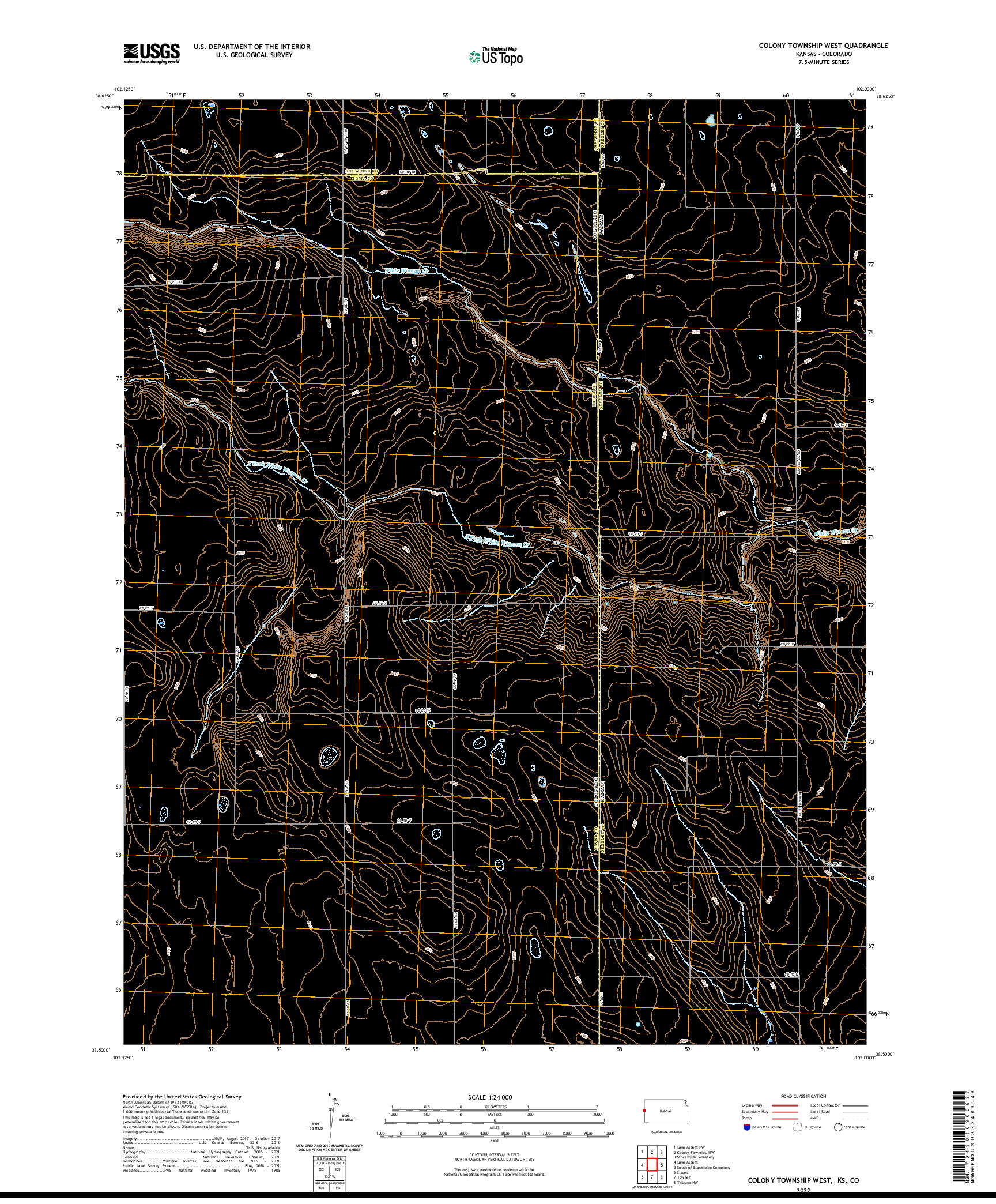 US TOPO 7.5-MINUTE MAP FOR COLONY TOWNSHIP WEST, KS,CO