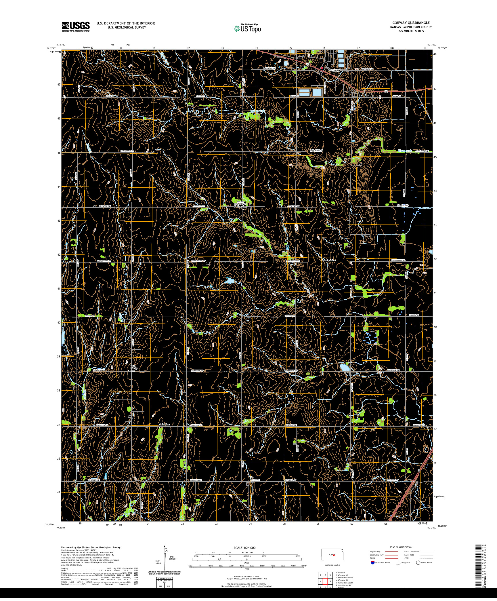 US TOPO 7.5-MINUTE MAP FOR CONWAY, KS