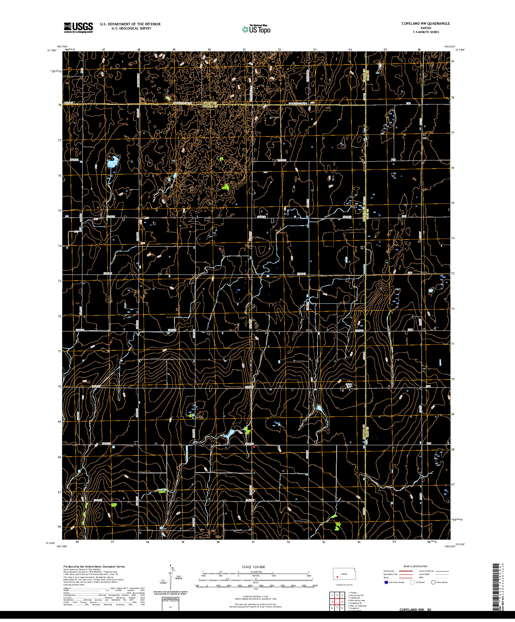 US TOPO 7.5-MINUTE MAP FOR COPELAND NW, KS
