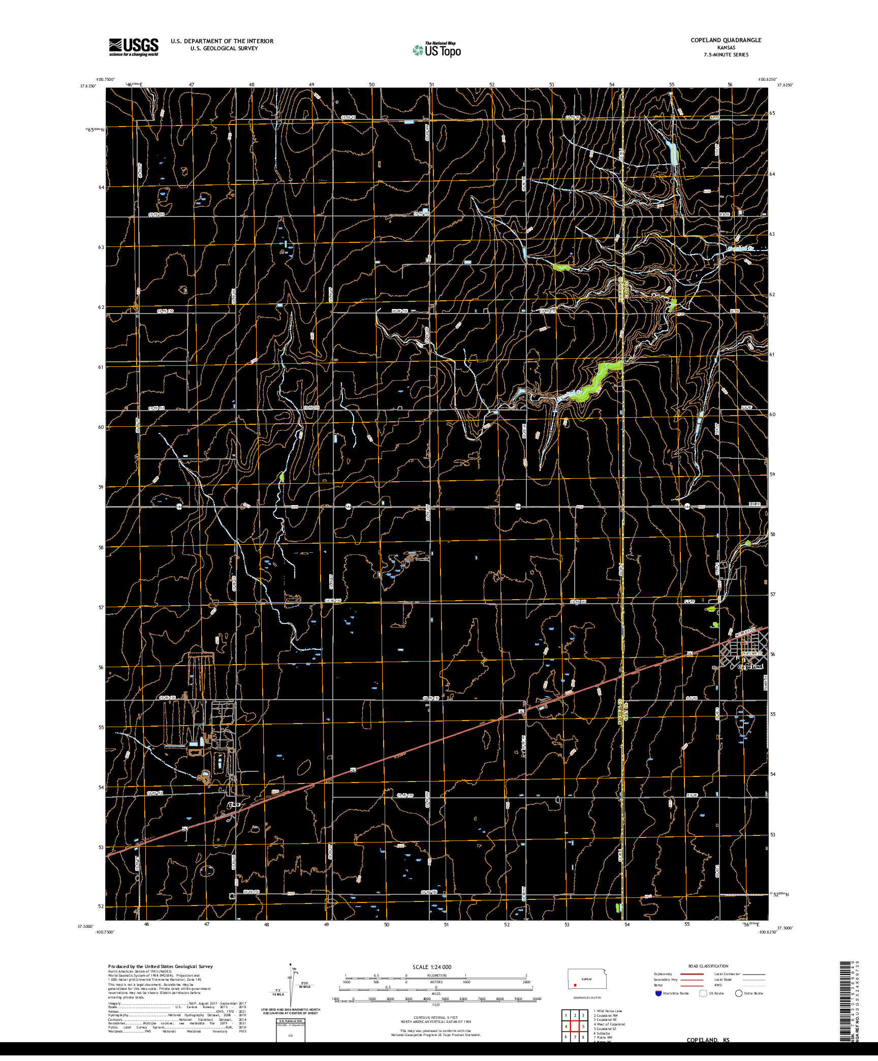 US TOPO 7.5-MINUTE MAP FOR COPELAND, KS