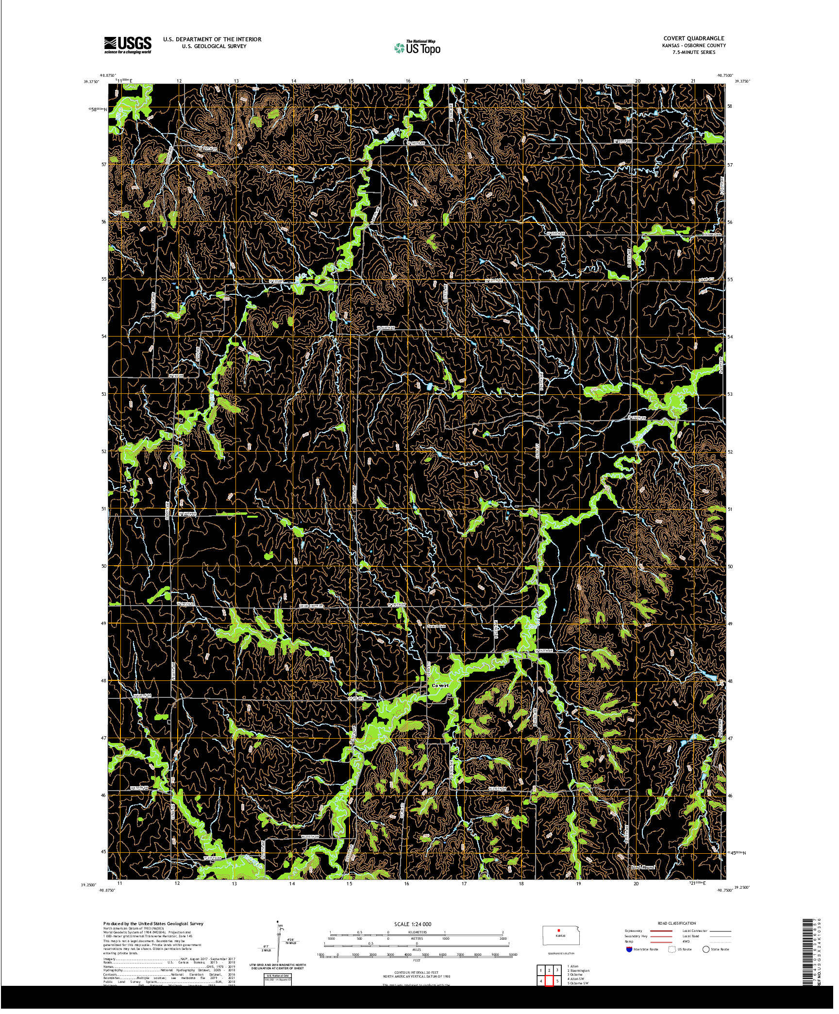 US TOPO 7.5-MINUTE MAP FOR COVERT, KS