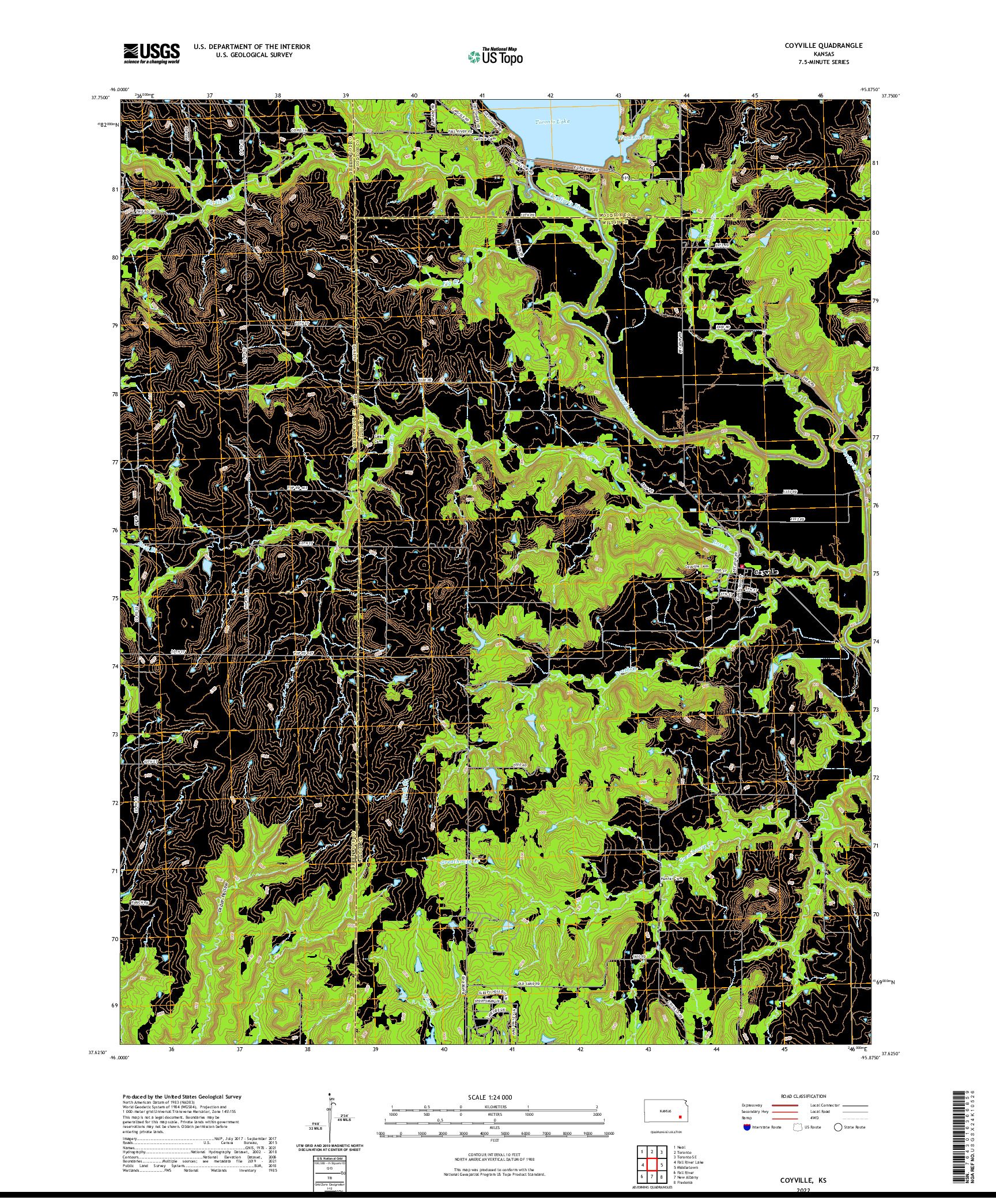 US TOPO 7.5-MINUTE MAP FOR COYVILLE, KS