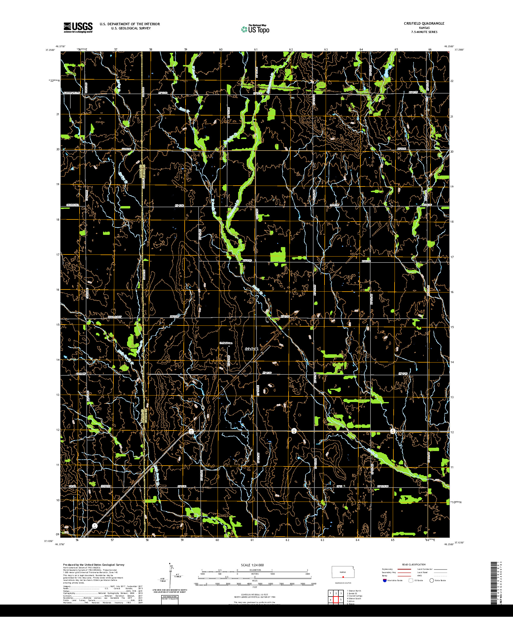 US TOPO 7.5-MINUTE MAP FOR CRISFIELD, KS