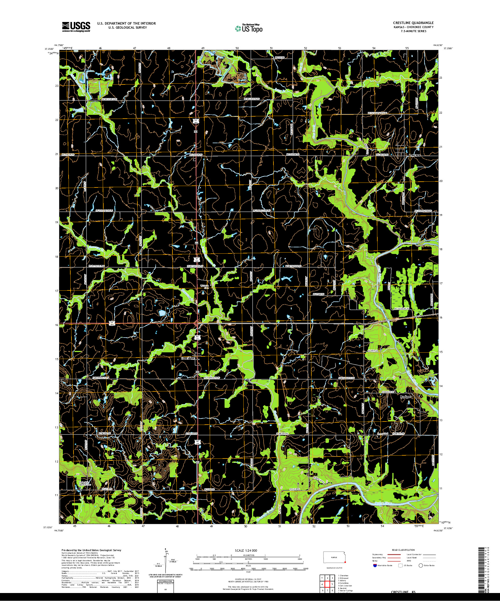 US TOPO 7.5-MINUTE MAP FOR CRESTLINE, KS