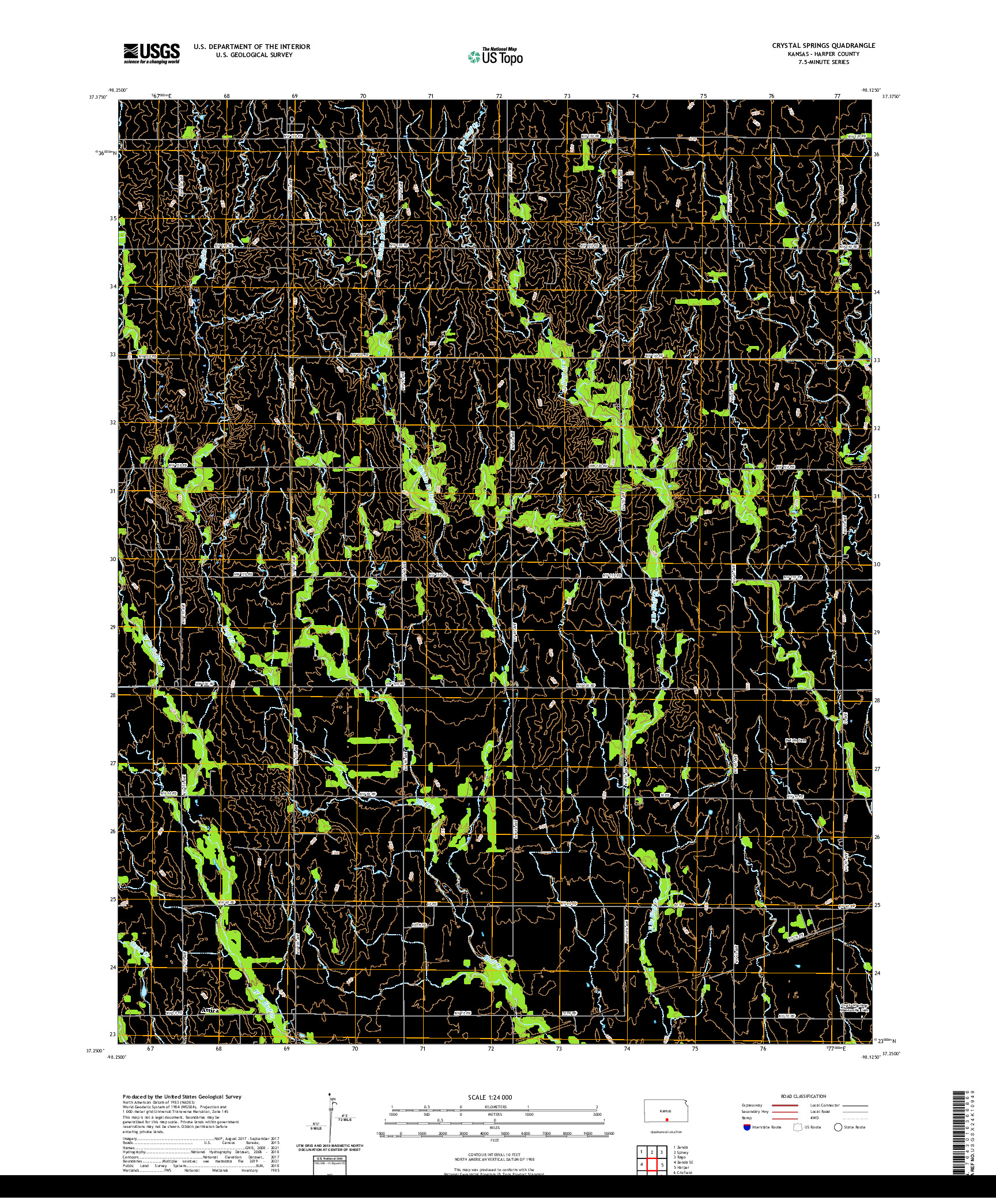 US TOPO 7.5-MINUTE MAP FOR CRYSTAL SPRINGS, KS