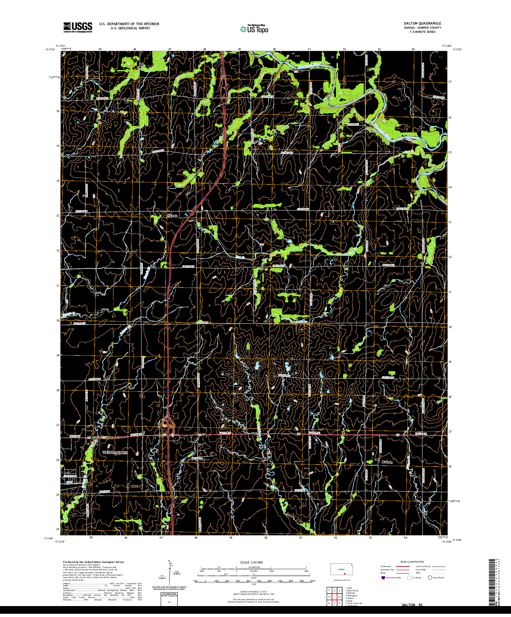 US TOPO 7.5-MINUTE MAP FOR DALTON, KS